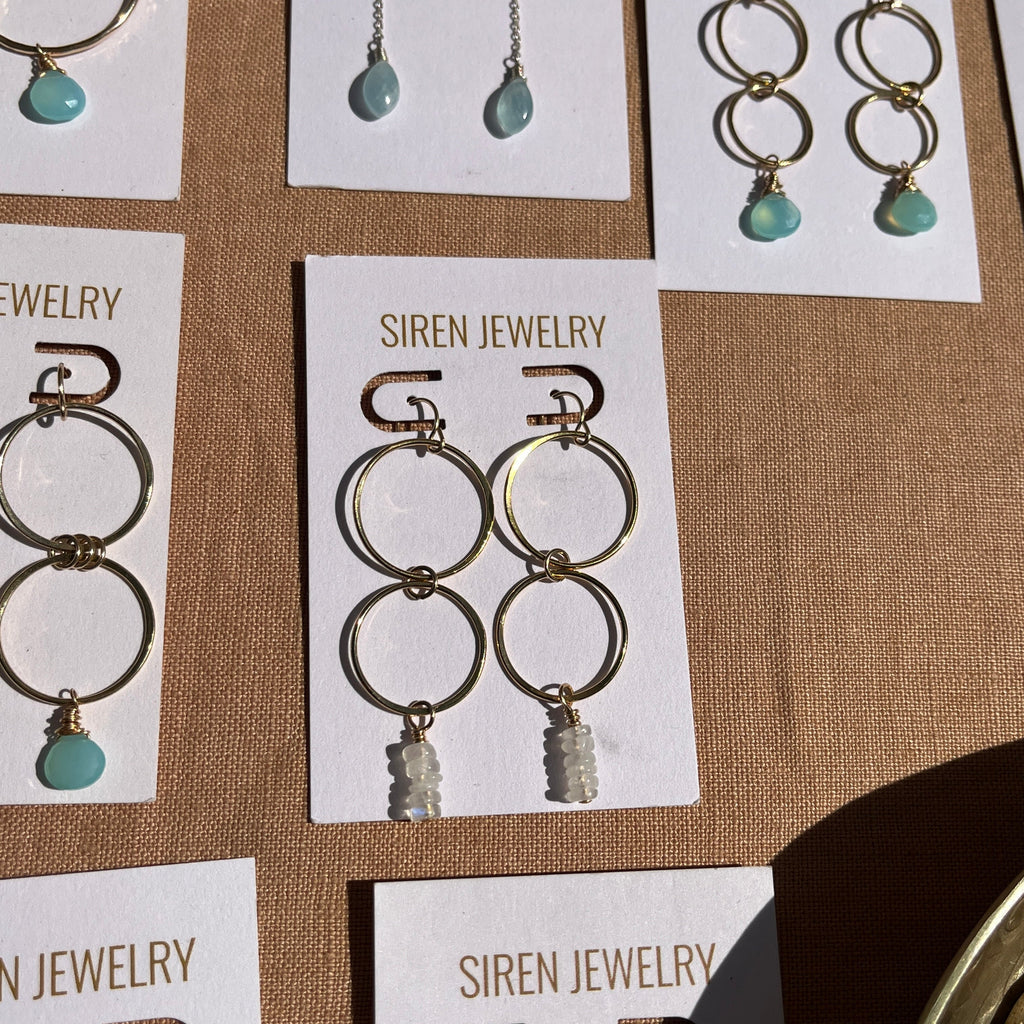 RAINBOW MOONSTONE BAR EARRINGS