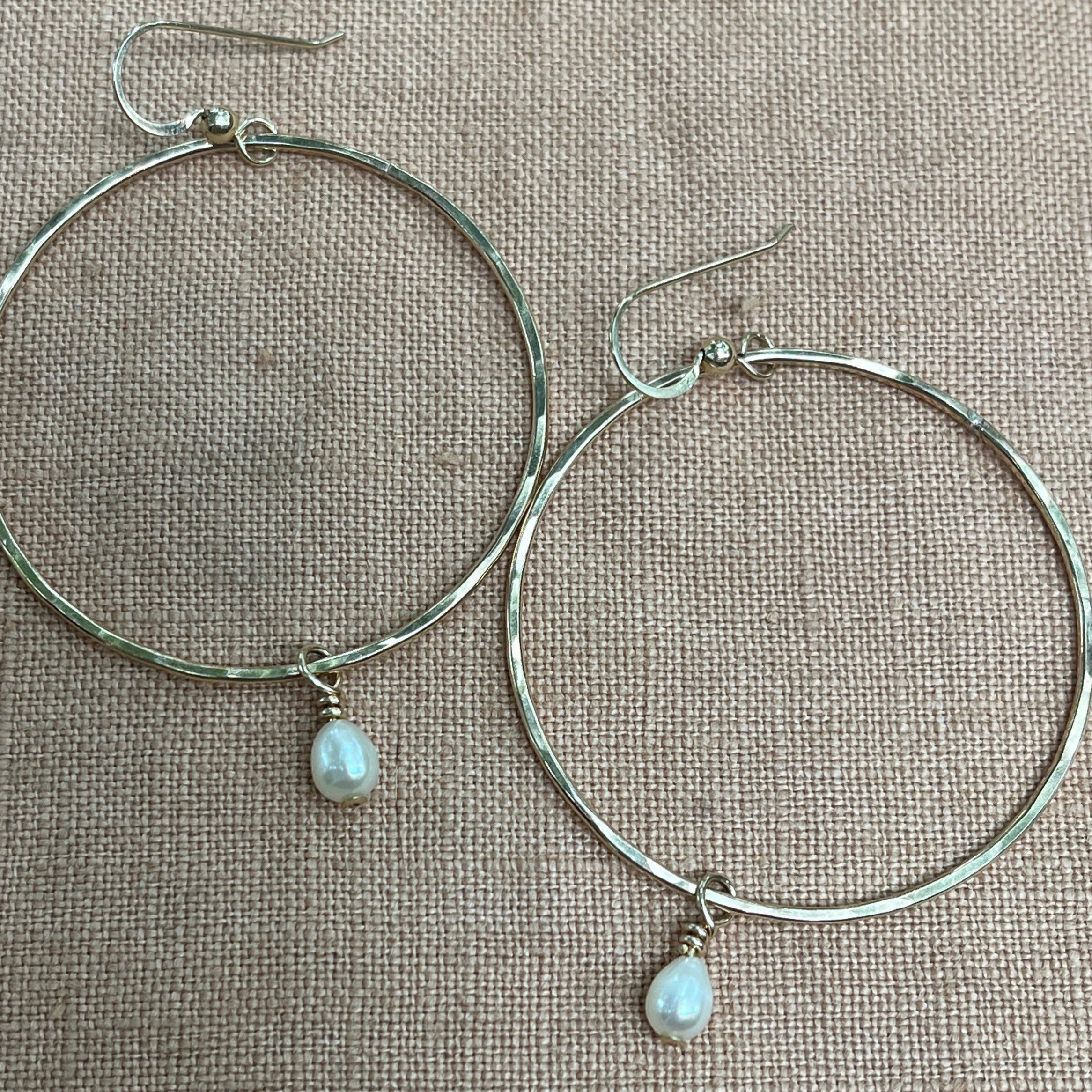 TINY PEARL HOOP EARRINGS