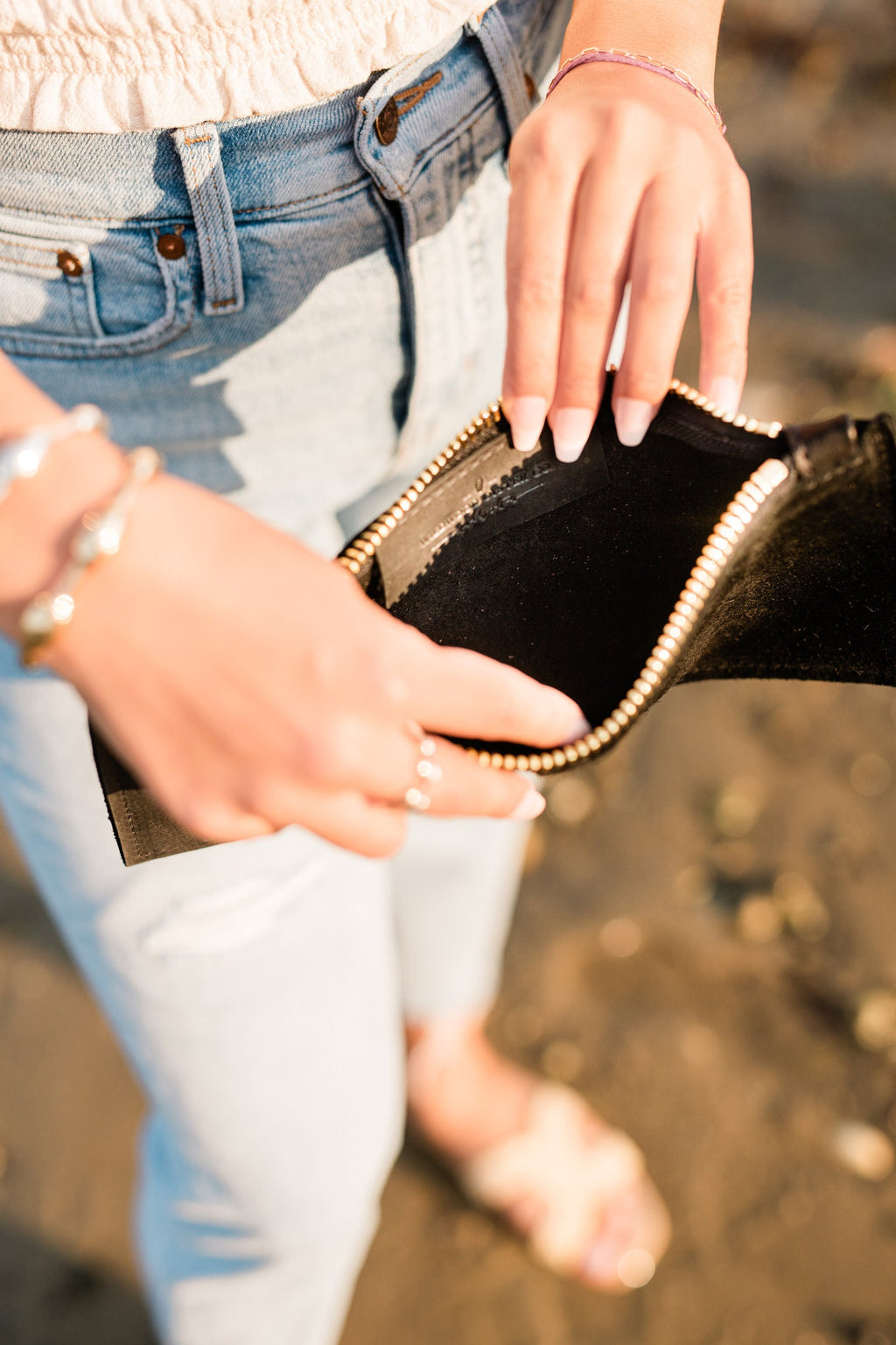 Leather Clutch + Rope Wristlet // in Black Leather