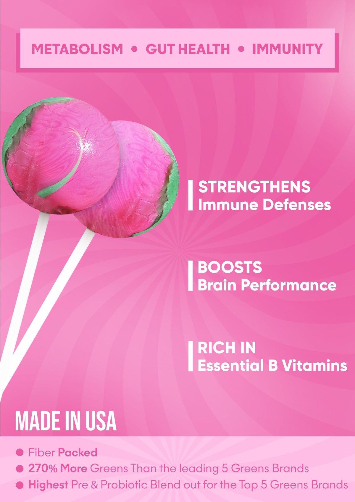 It Girl Superfood Greens Lollipops - Vegan Candy with Supergreens, Vitamins & Antioxidants