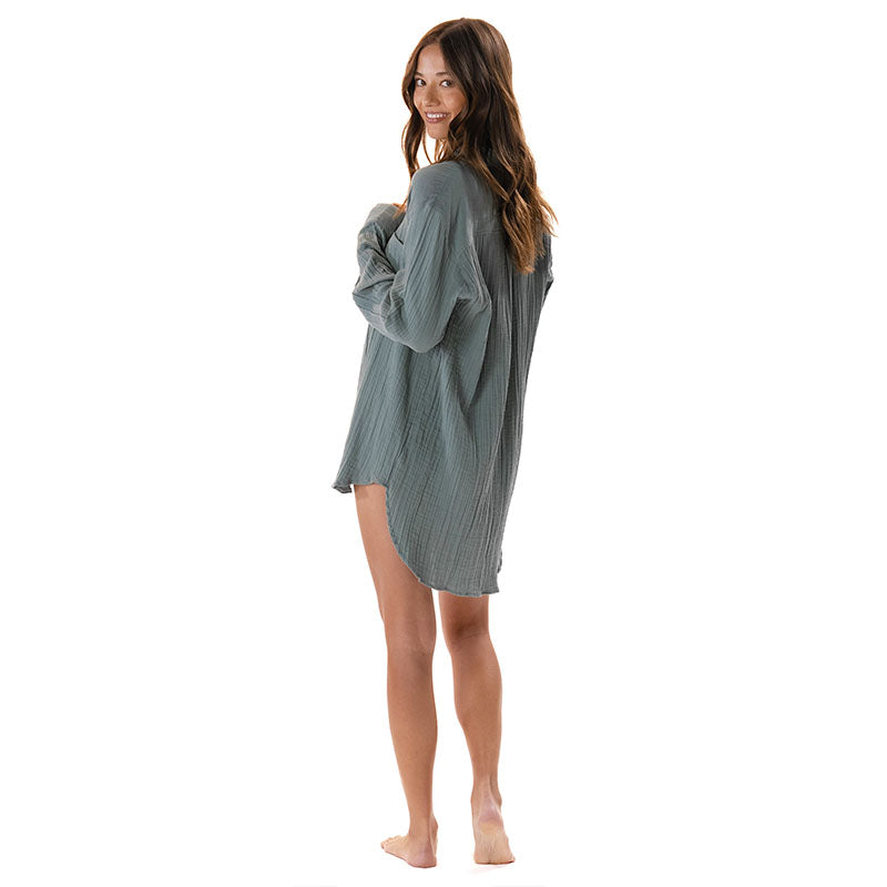 Sage Boyfriend Button Up