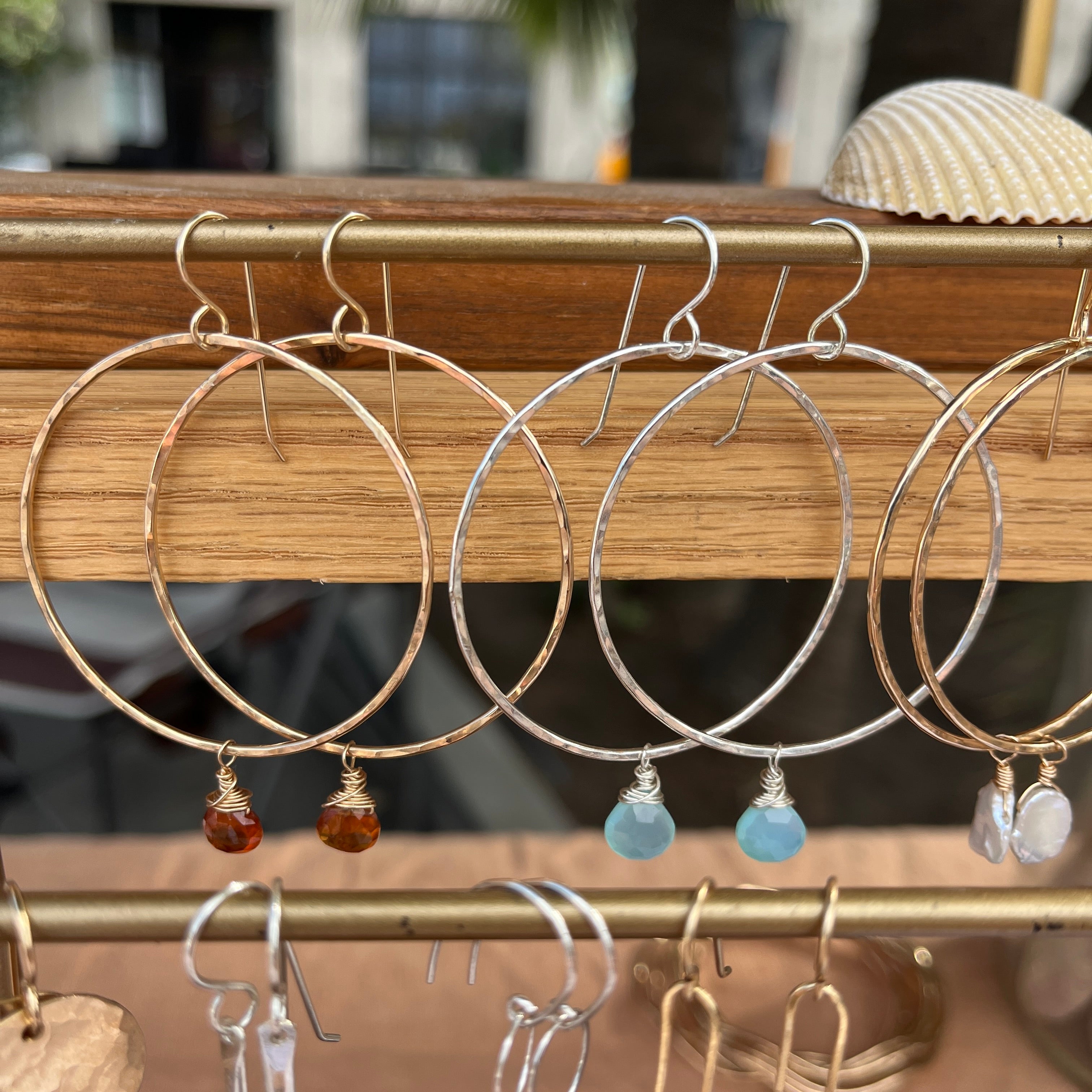 AQUA CHALCEDONY HOOP EARRINGS