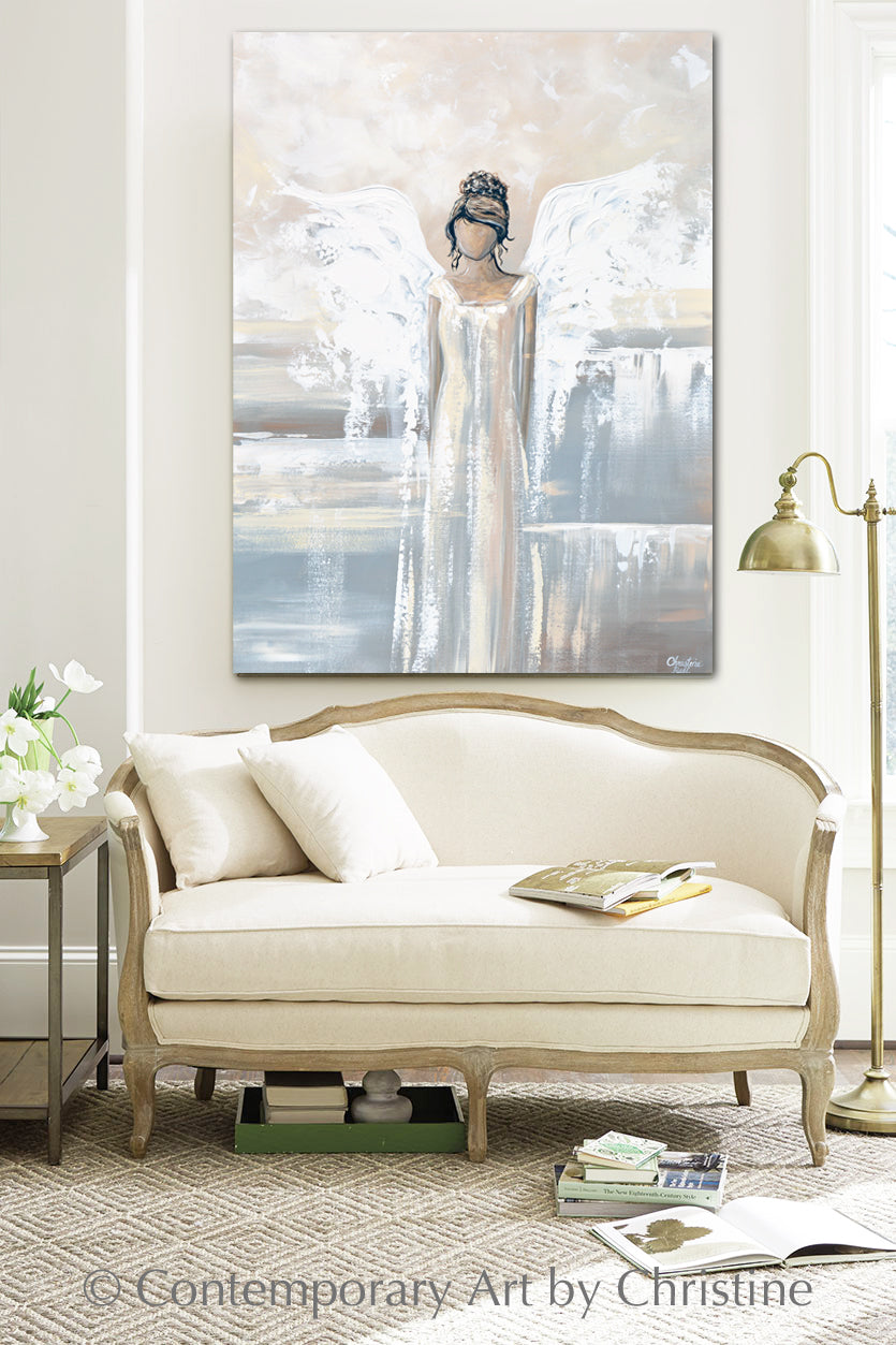"Bringing Peace and Love" GICLEE PRINT Abstract Angel Painting Elegant Guardian Angel