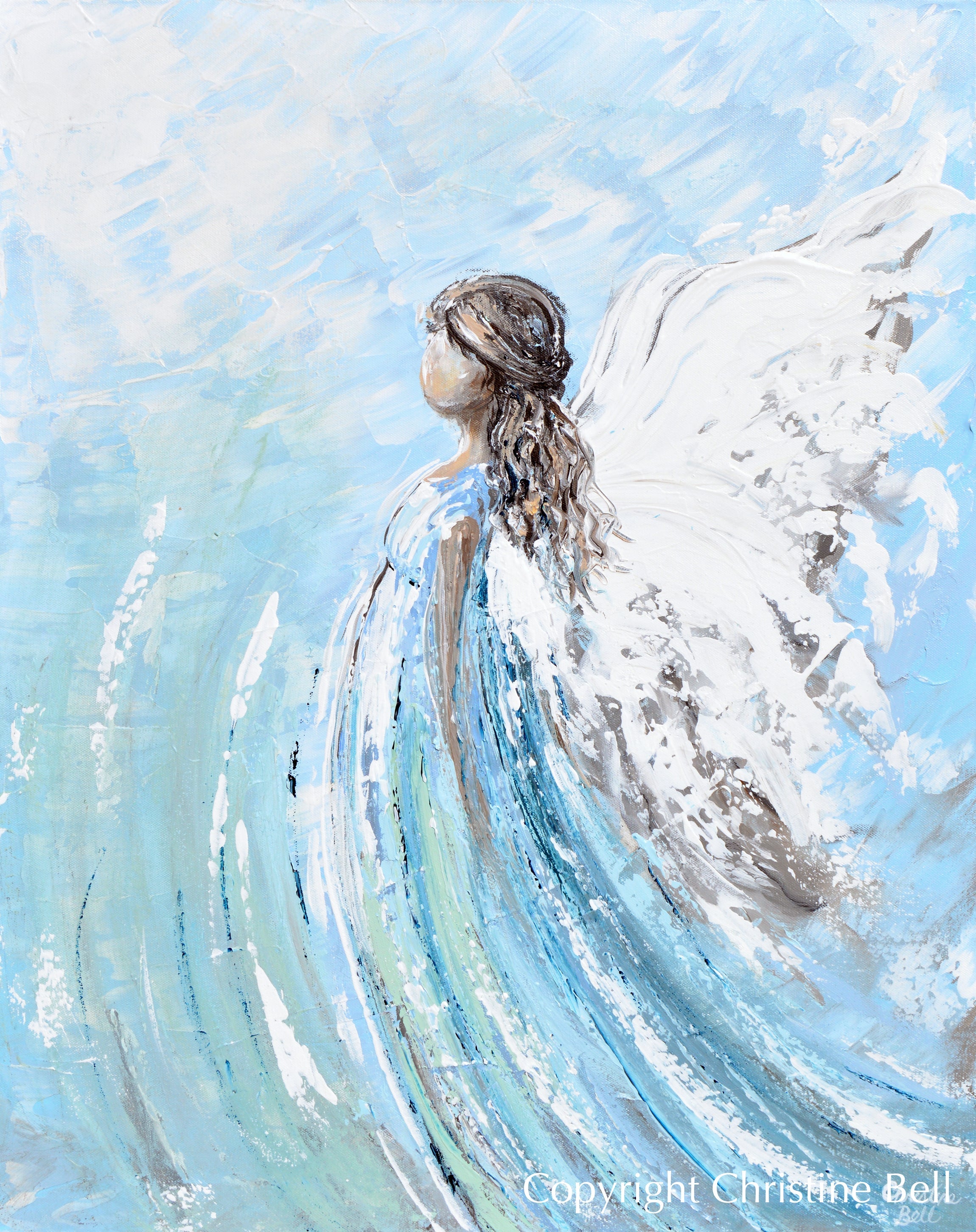 SPECIAL RELEASE GICLEE PRINT "Lifted by Grace" Abstract Angel Painting Modern Guardian Angel Canvas