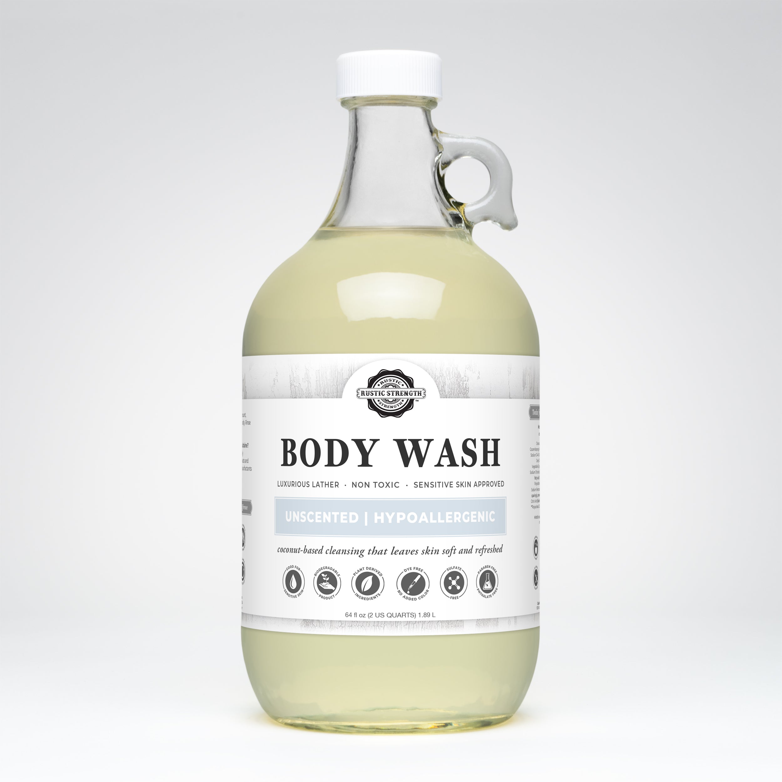 Moisturizing Body Wash | Unscented Half Gallon Glass