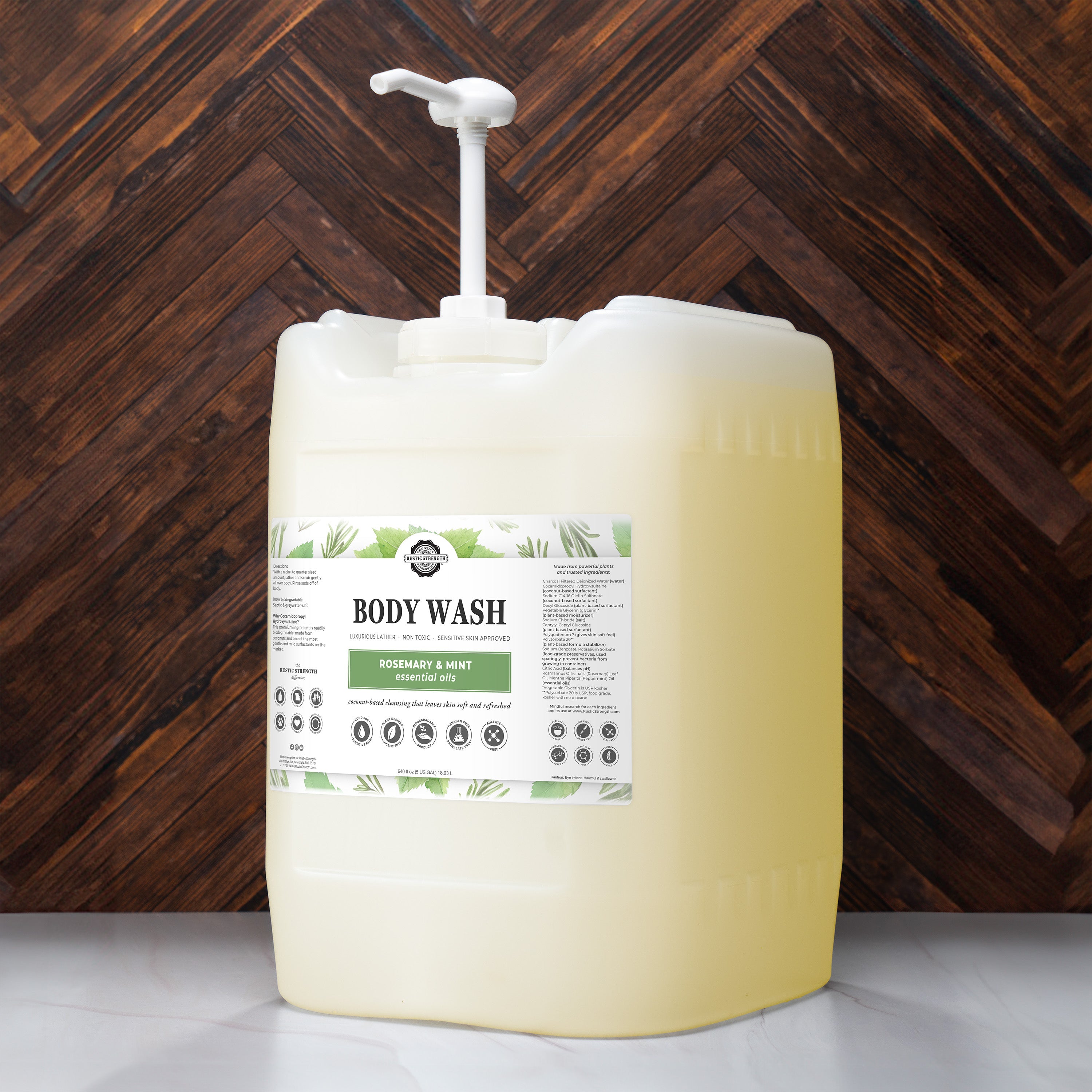 Moisturizing Body Wash | Rosemary & Mint 5 Gallon Eco Jug with Pump