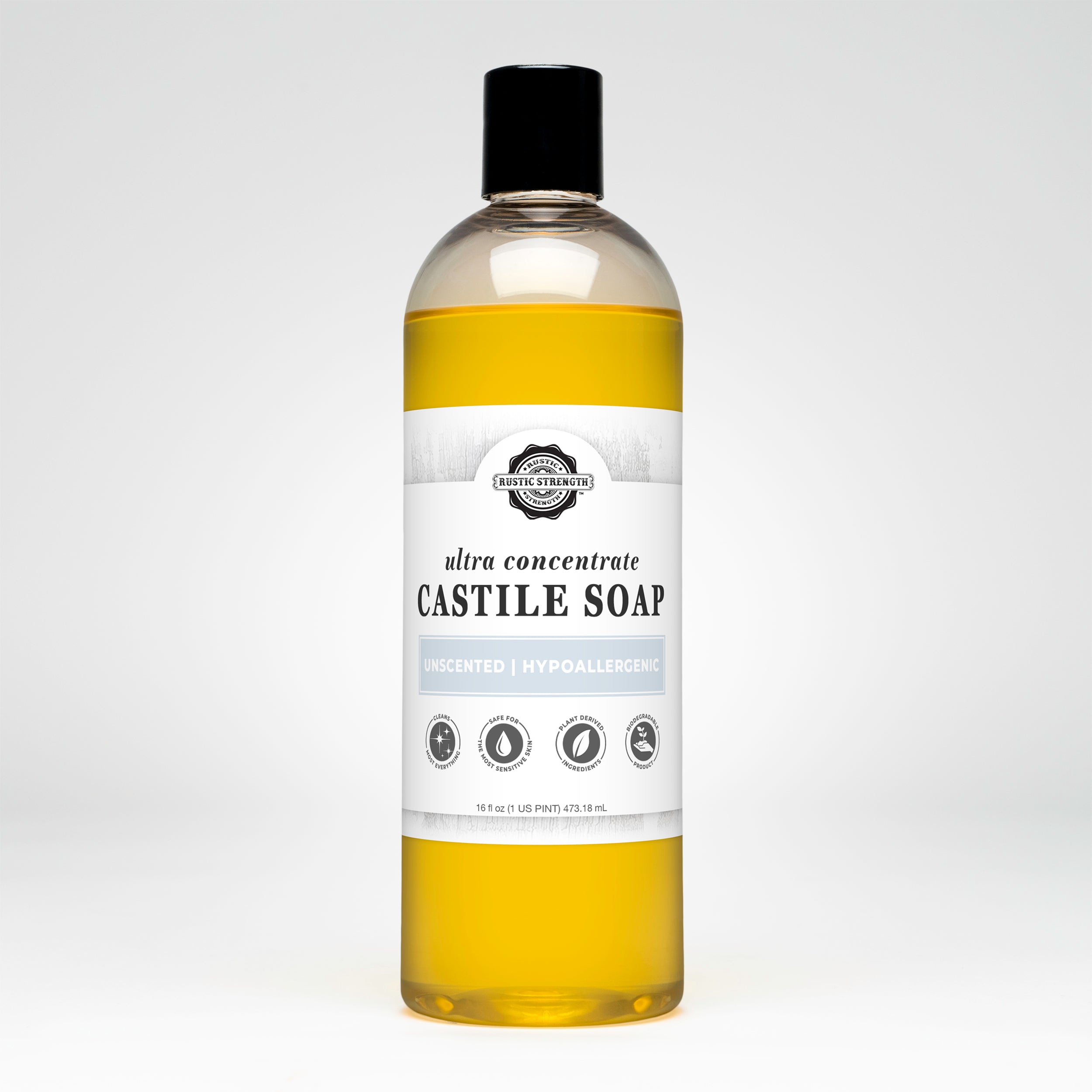 Castile Soap - Ultra Concentrate | Unscented 16 oz Plastic with Flip Top Spout