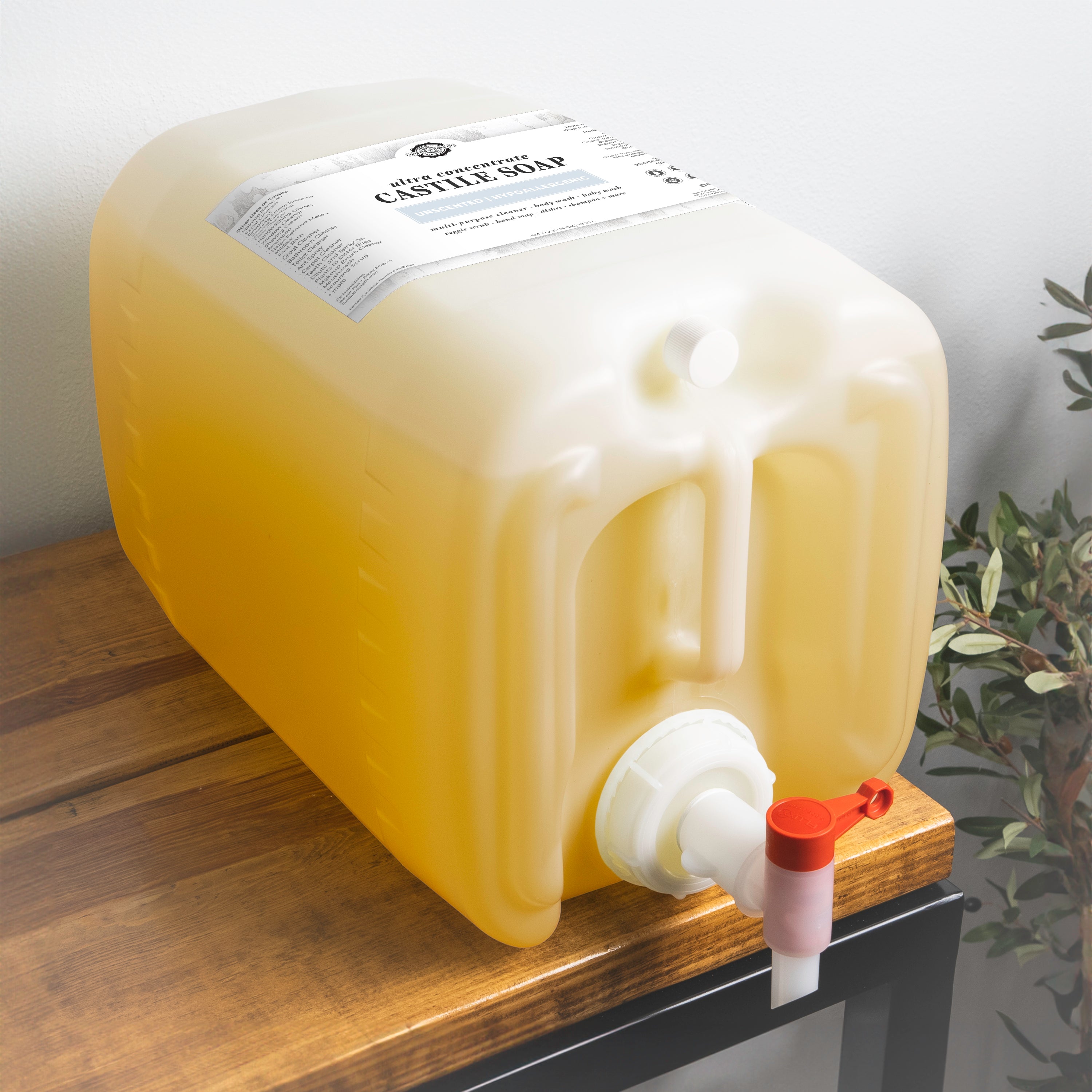 Castile Soap - Ultra Concentrate | Unscented 5 Gallon Eco Jug with Spout