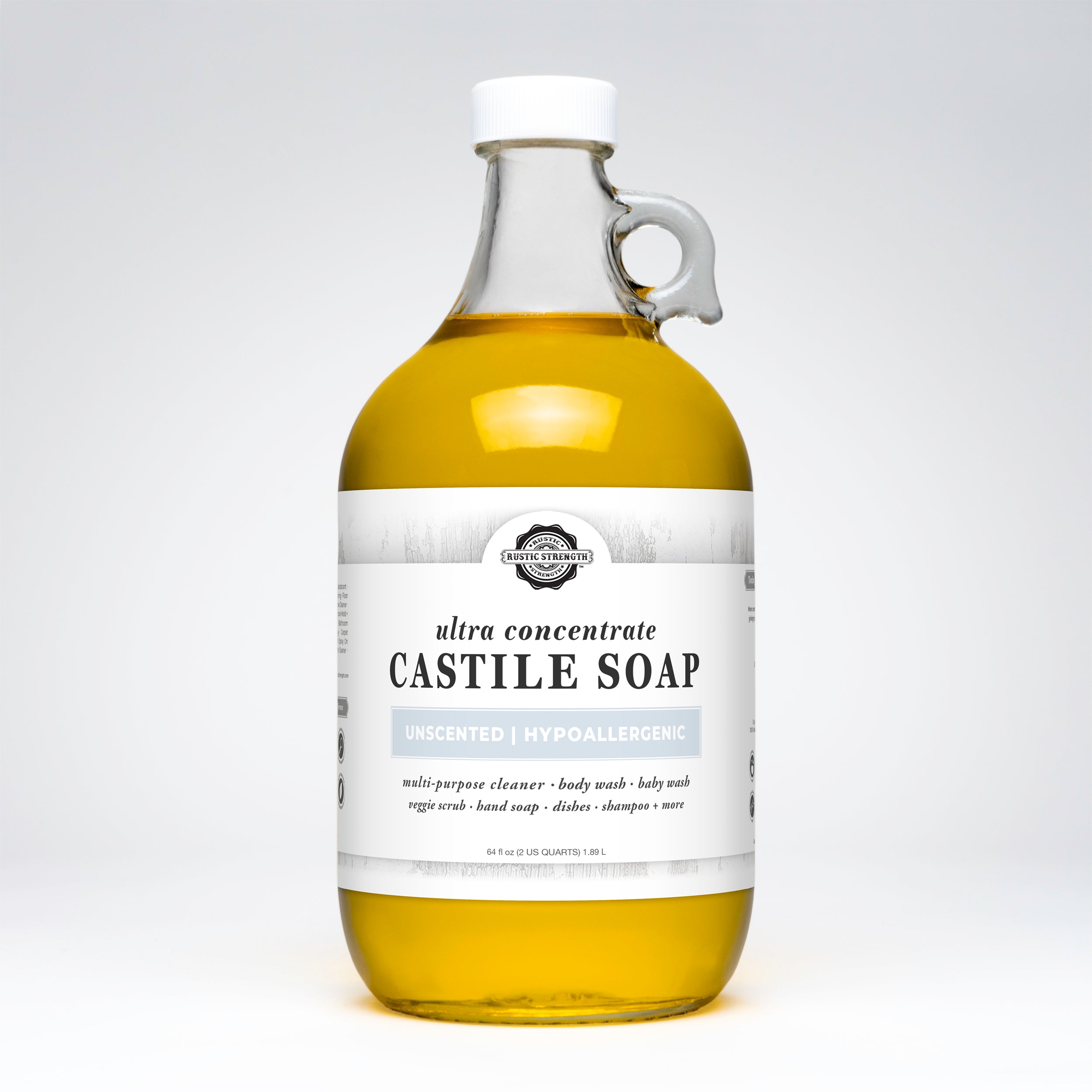 Castile Soap - Ultra Concentrate | Unscented Half Gallon Glass