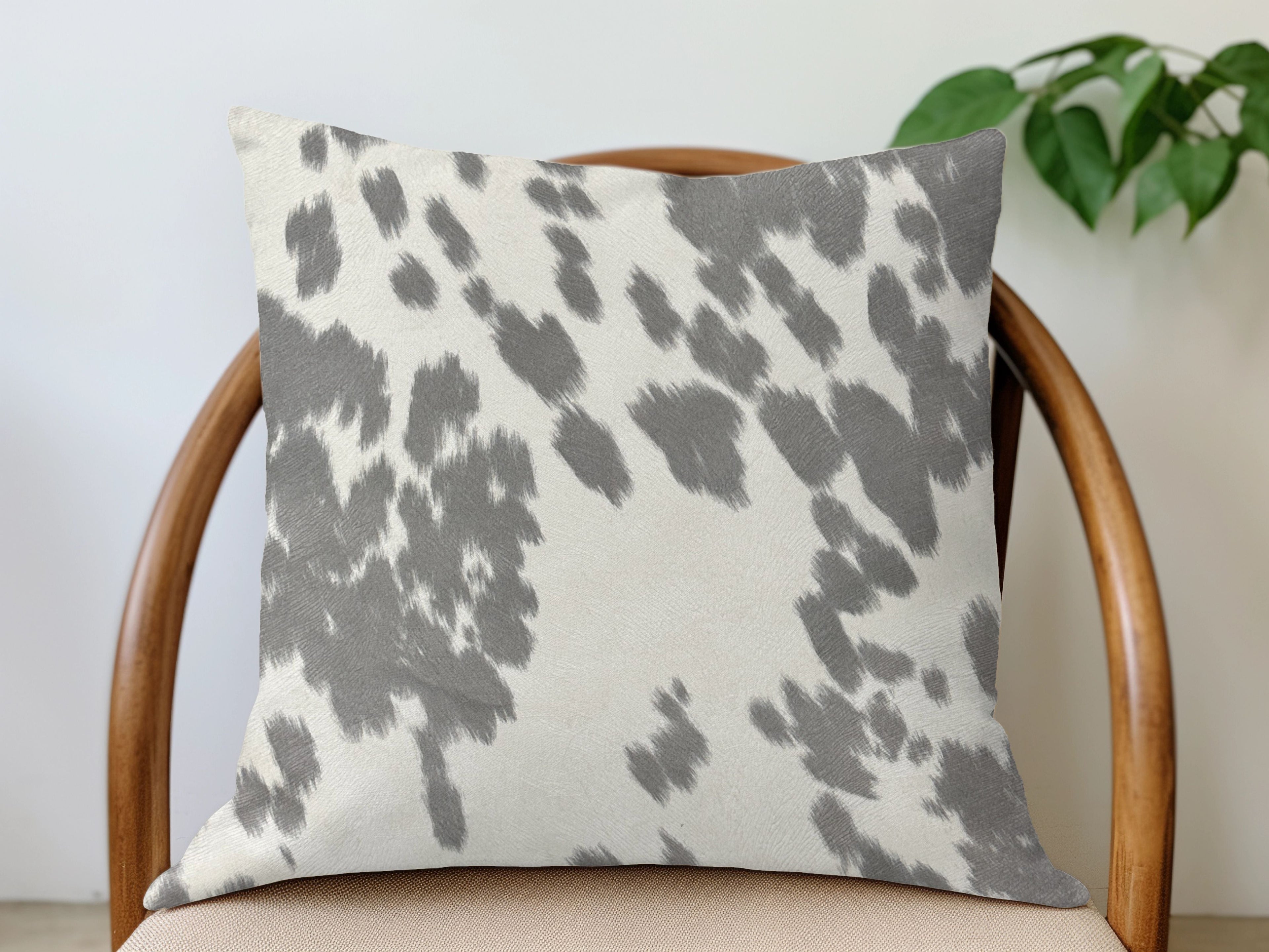 Faux Fur Cow Pillow Cover - Gray
