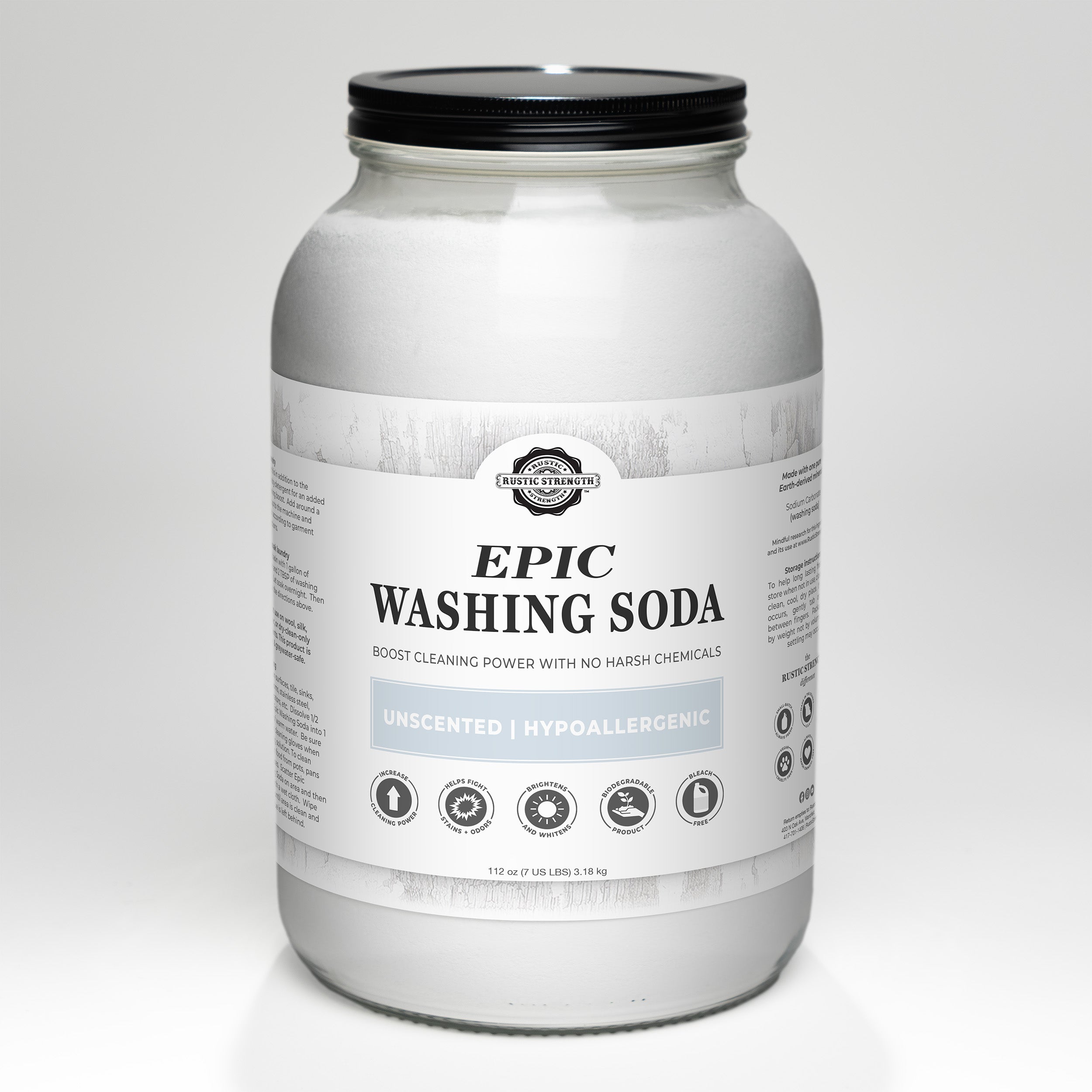 Epic Washing Soda 7 LB Glass Jar with Metal Cap