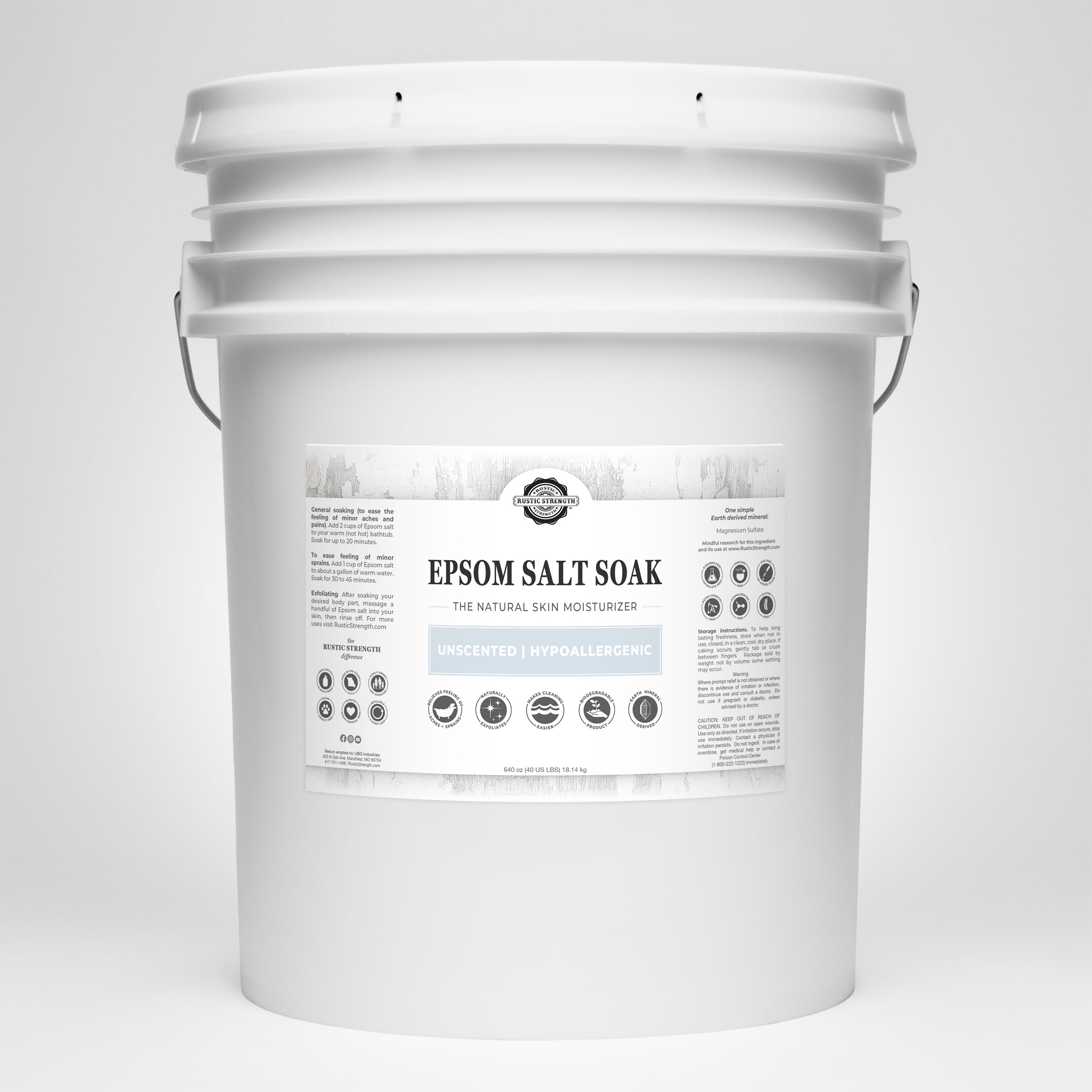 Epsom Salt Soak | Unscented 40 LB Bucket
