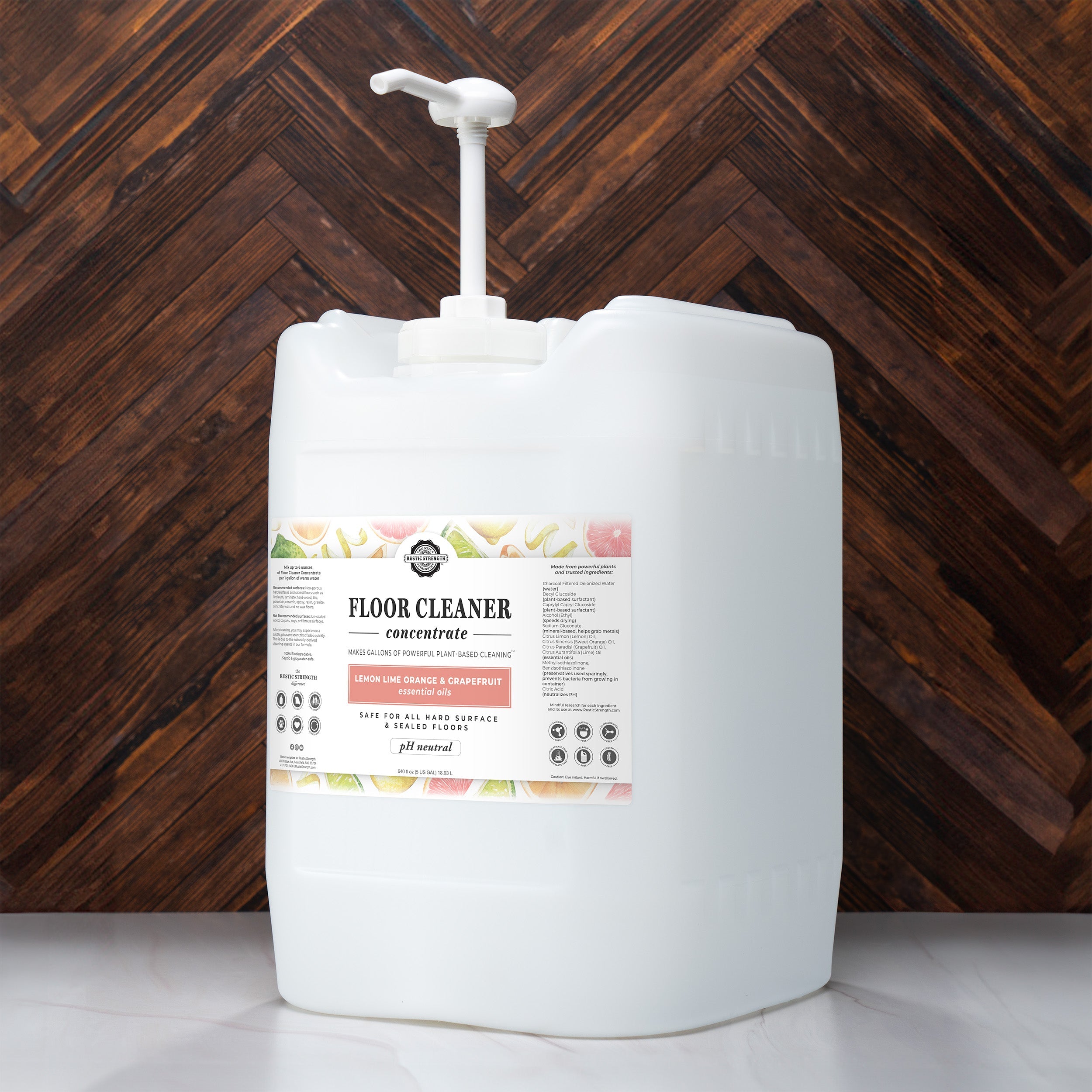 Floor Cleaner Concentrate | Lemon, Lime, Orange & Grapefruit 5 Gallon Eco Jug with Pump