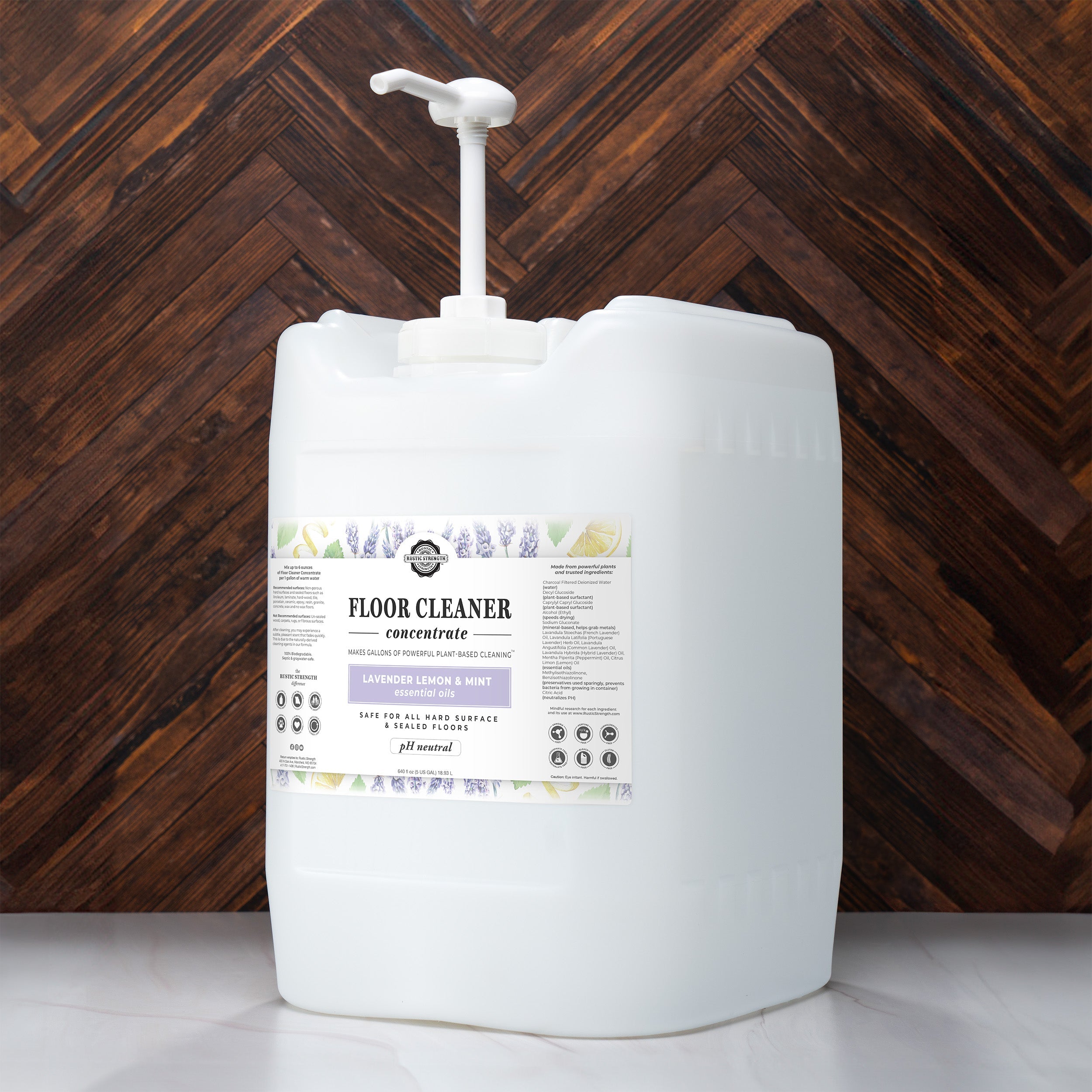 Floor Cleaner Concentrate | Lavender, Lemon & Mint 5 Gallon Eco Jug with Pump