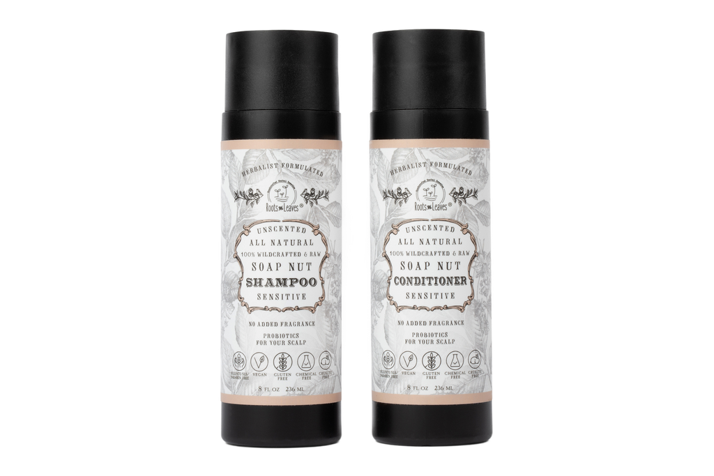 All Natural Soapnut Shampoo and Conditioner Set- UNSCENTED- wild fermented probiotics for your scalp