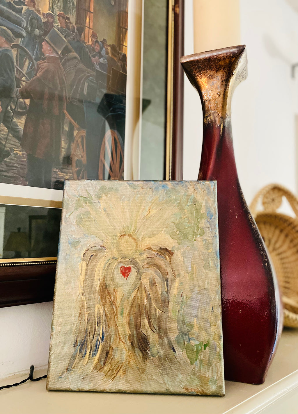 Angel Paintings Original Acrylic on Canvas Guardian Angels with Spiritual Intuitive Message