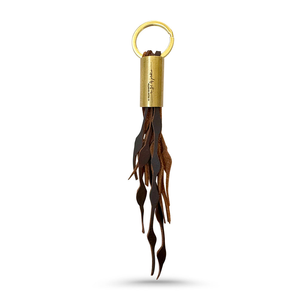 Seaweed Fringe Keychain // in Brown Leather