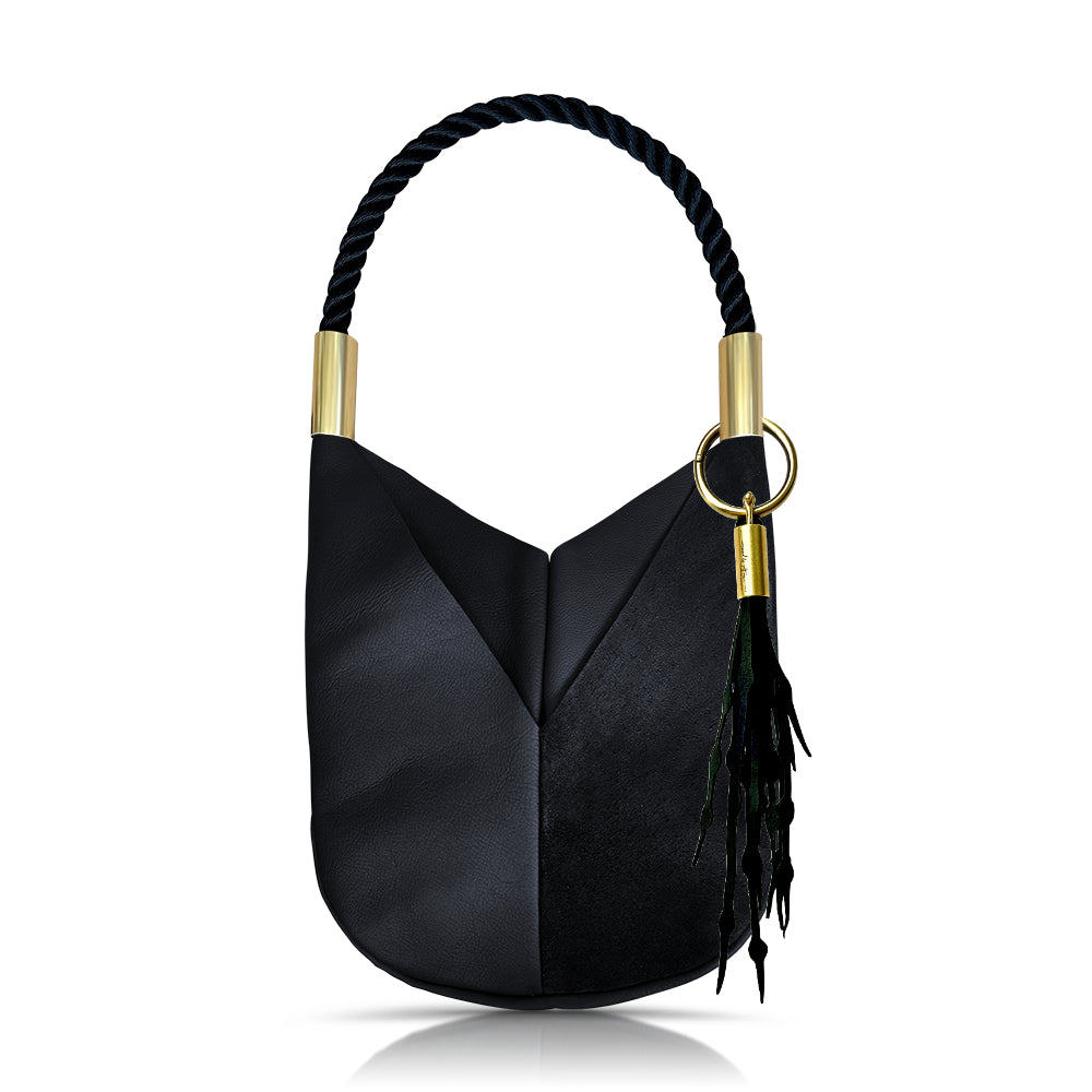Original Wildwood Bag // Large in Black Leather Summer Night Black Add a Matching Seaweed Tassel (save $10)