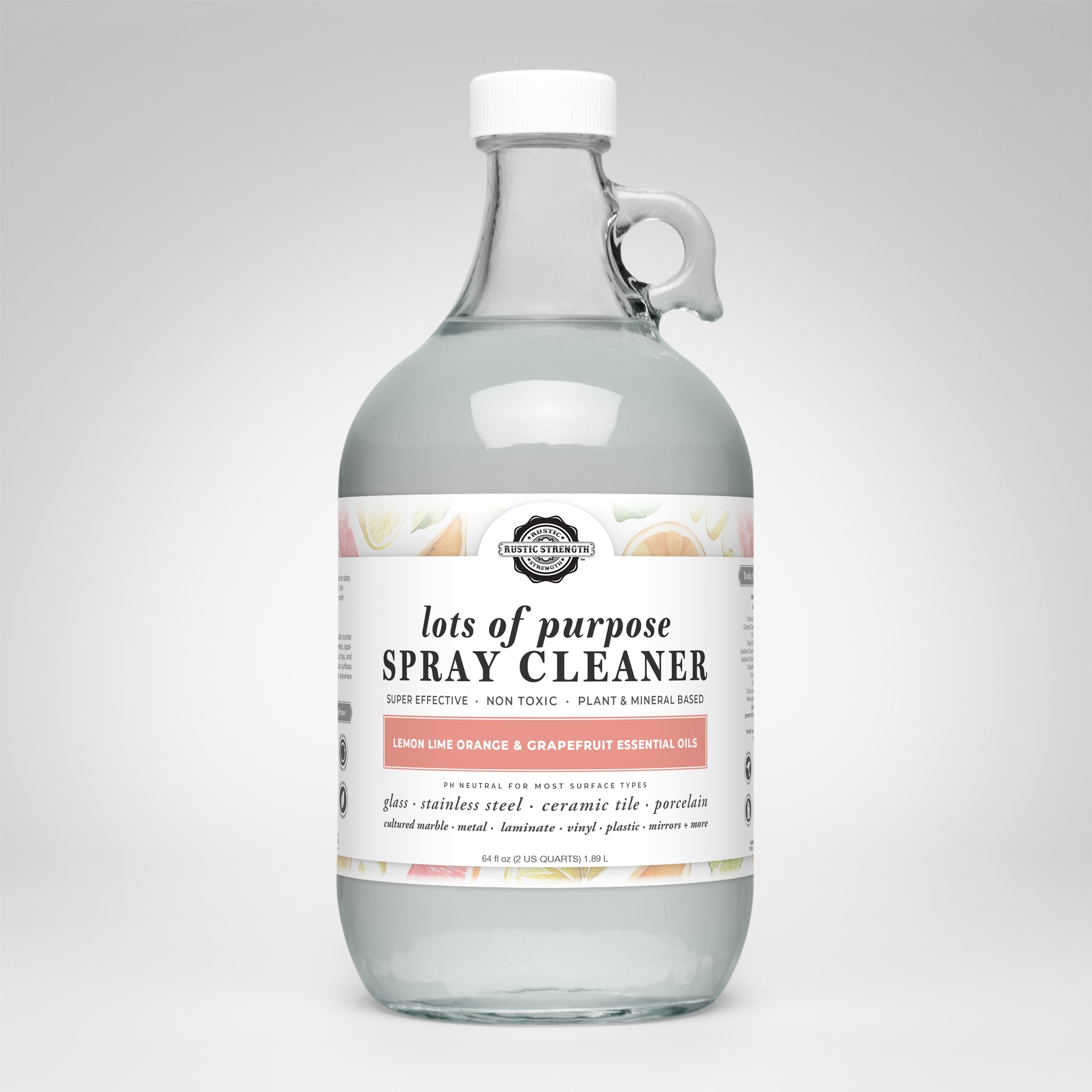 Lots of Purpose Spray Cleaner | Lemon, Lime, Orange & Grapefruit Half Gallon Glass
