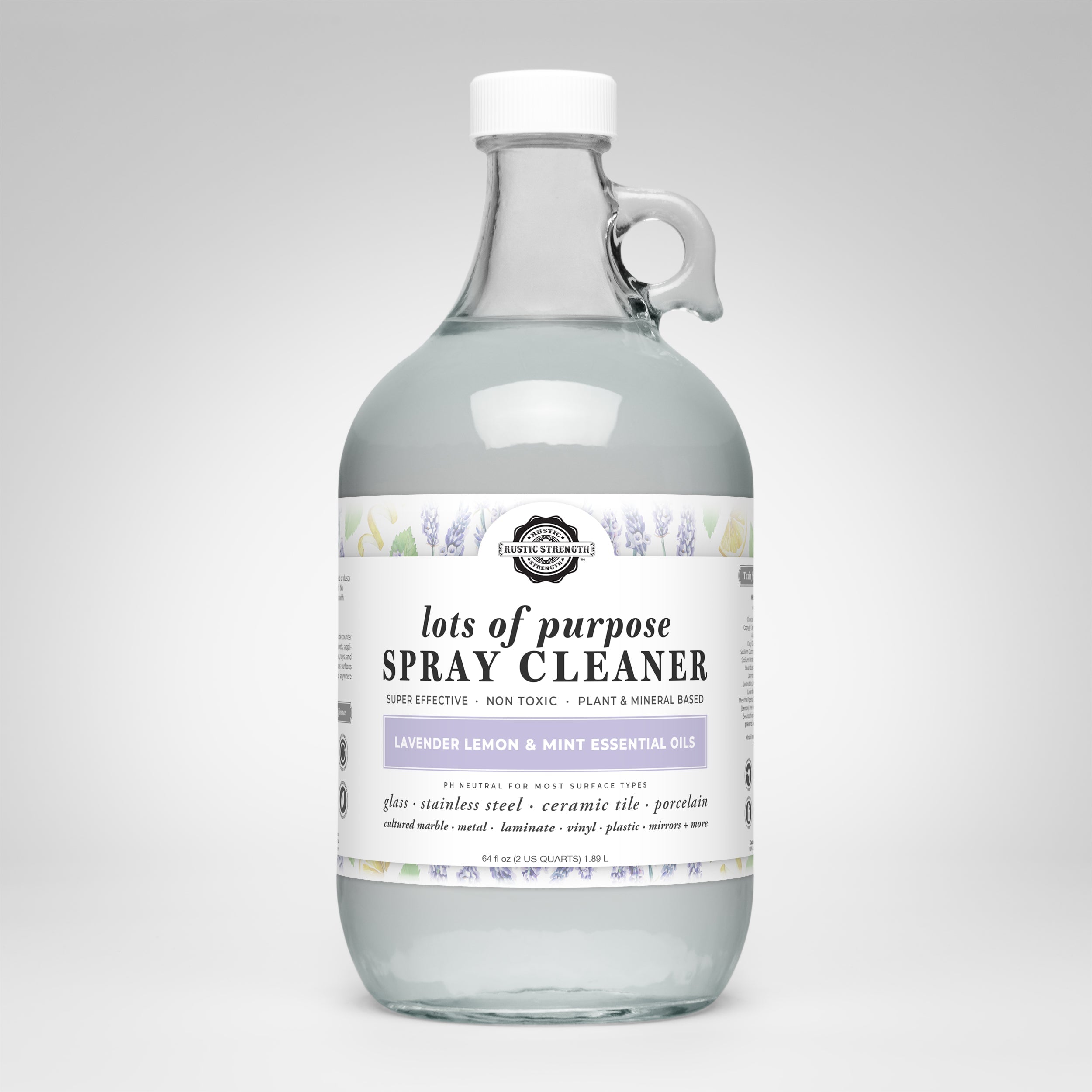 Lots of Purpose Spray Cleaner | Lavender, Lemon & Mint Half Gallon Glass