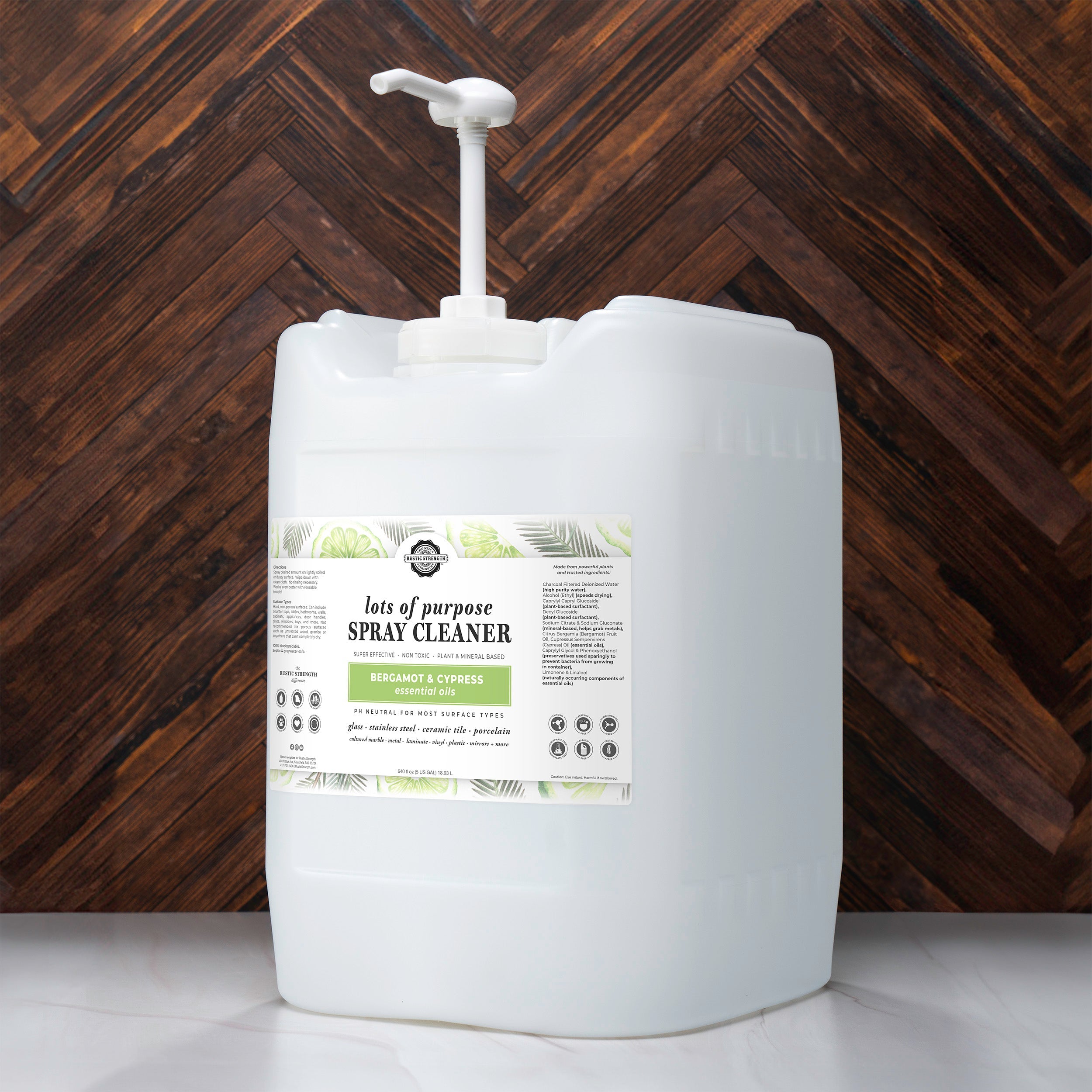 Lots of Purpose Spray Cleaner | Bergamot & Cypress 5 Gallon Eco Jug with Pump