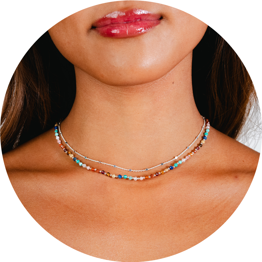 Master Healer 3mm Healing + Circles in the Sand Necklace Stack Silver