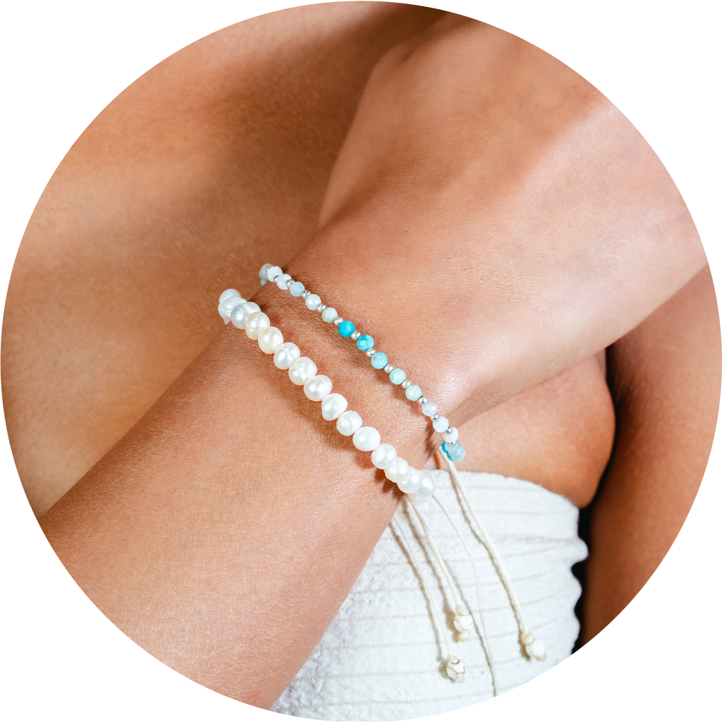 Moon & Sea 3mm Healing + 4mm Self Love Bracelet Stack