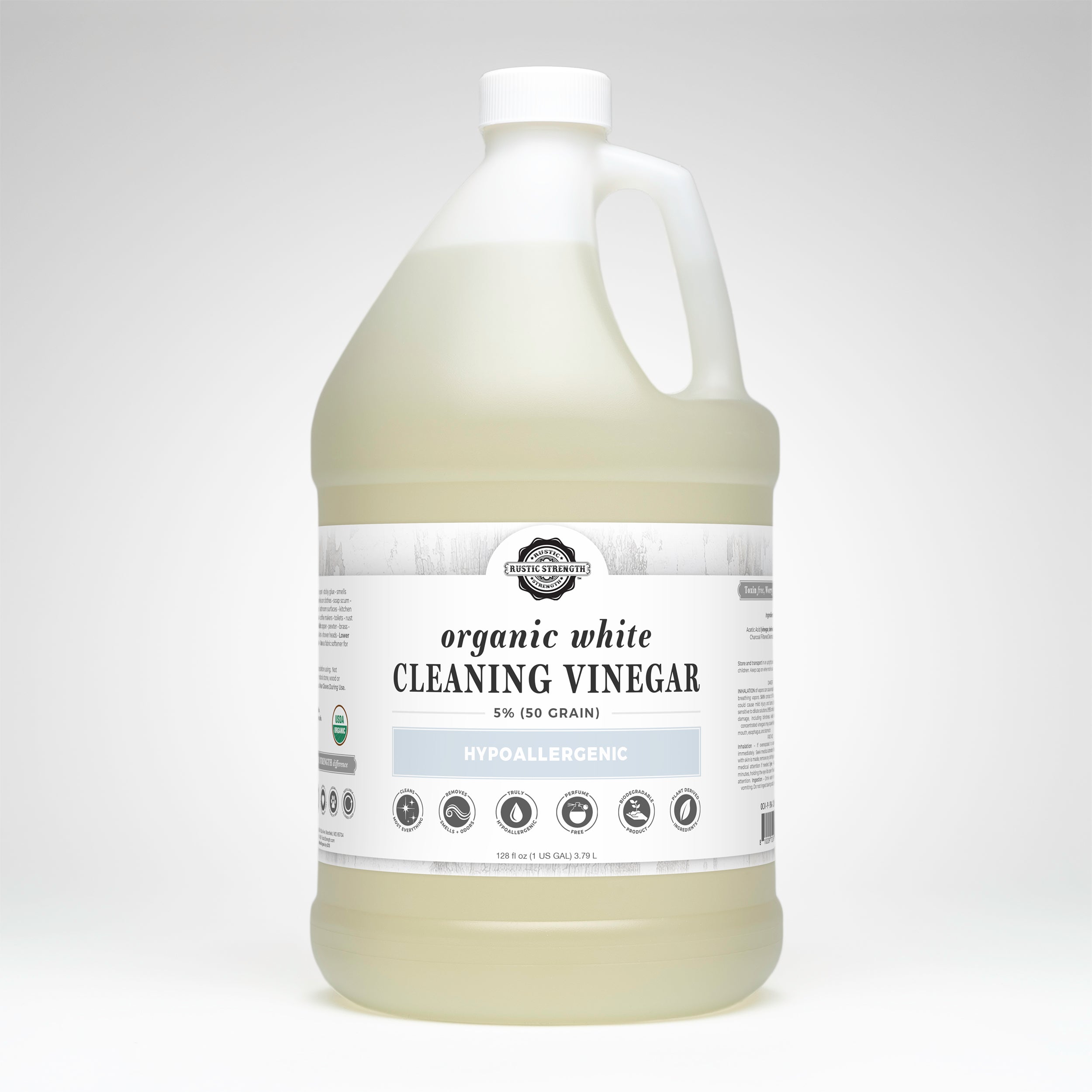 Organic White Cleaning Vinegar | 5% (50 grain) Gallon Plastic