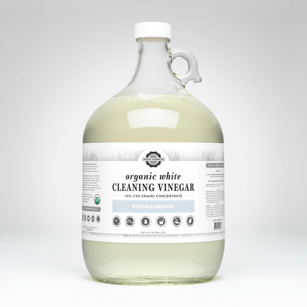Organic White Cleaning Vinegar Concentrate | 10% (100 grain) Gallon Glass