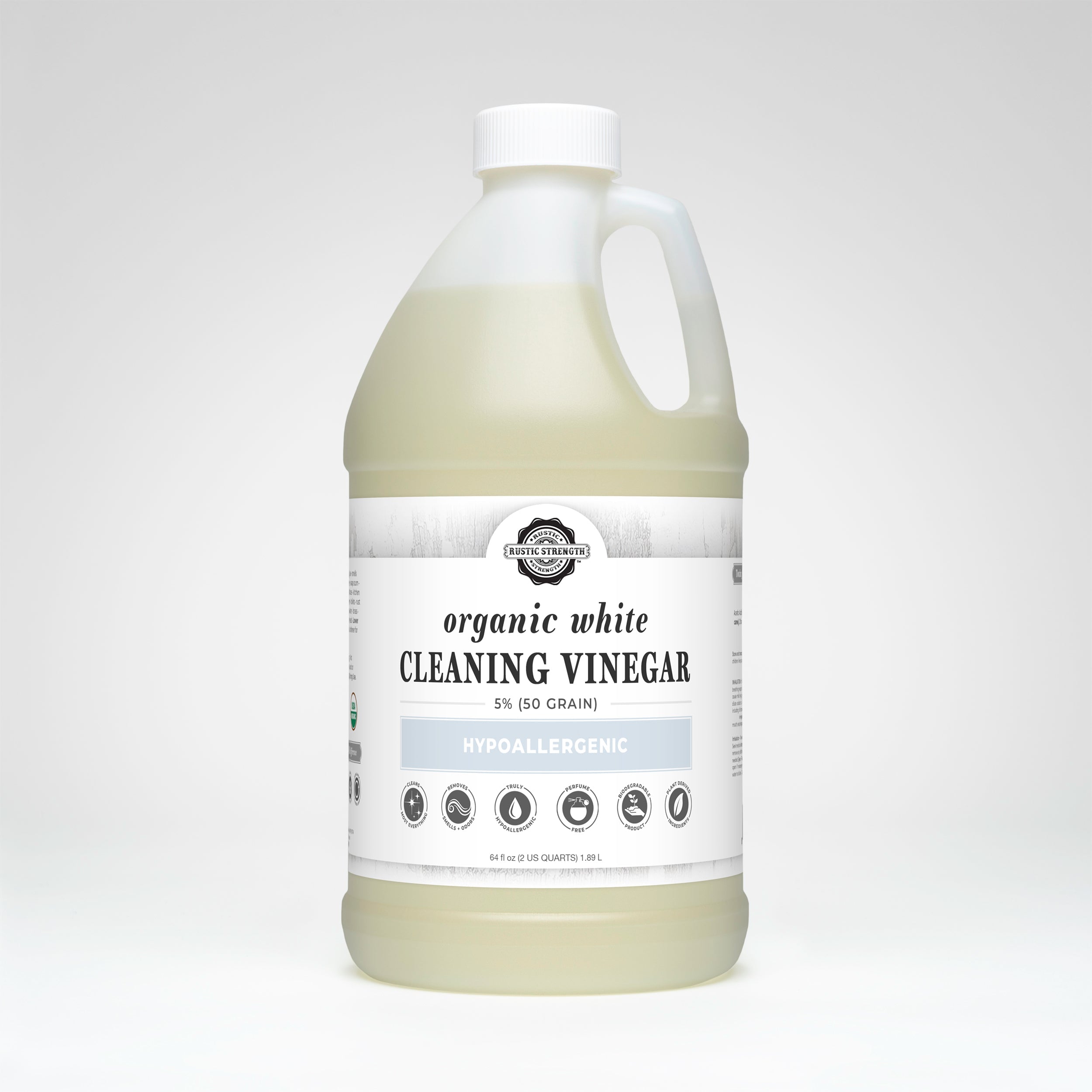 Organic White Cleaning Vinegar | 5% (50 grain) Half Gallon Plastic