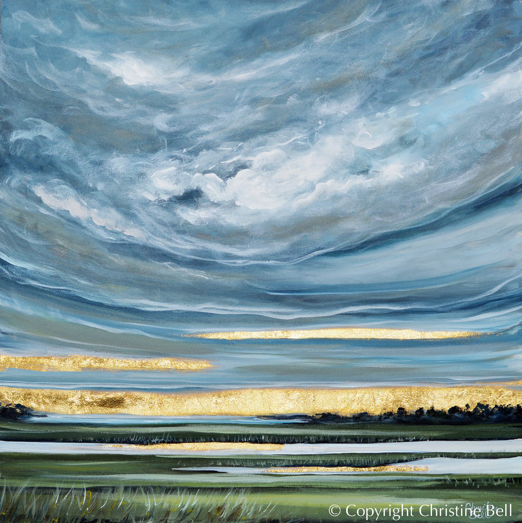 "The Light After the Storm" GICLEE PRINT Art Coastal Abstract Painting Landscape Gold Leaf