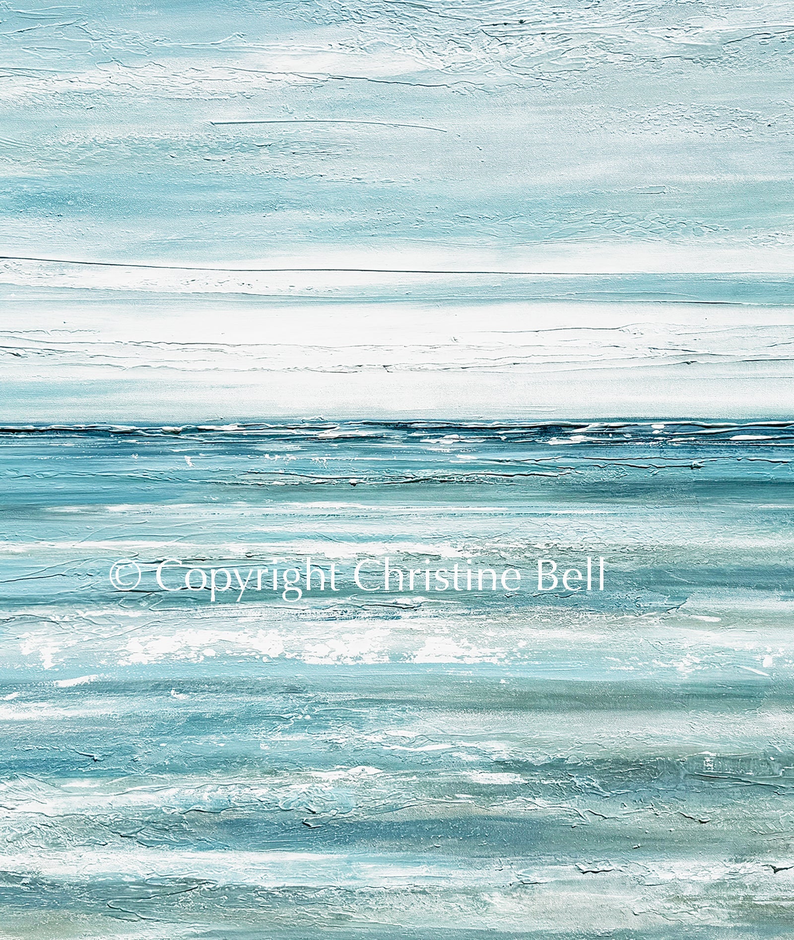 "Coastal Getaway" GICLEE PRINT Coastal Abstract Painting, Light Blue, Aqua, Grey, White