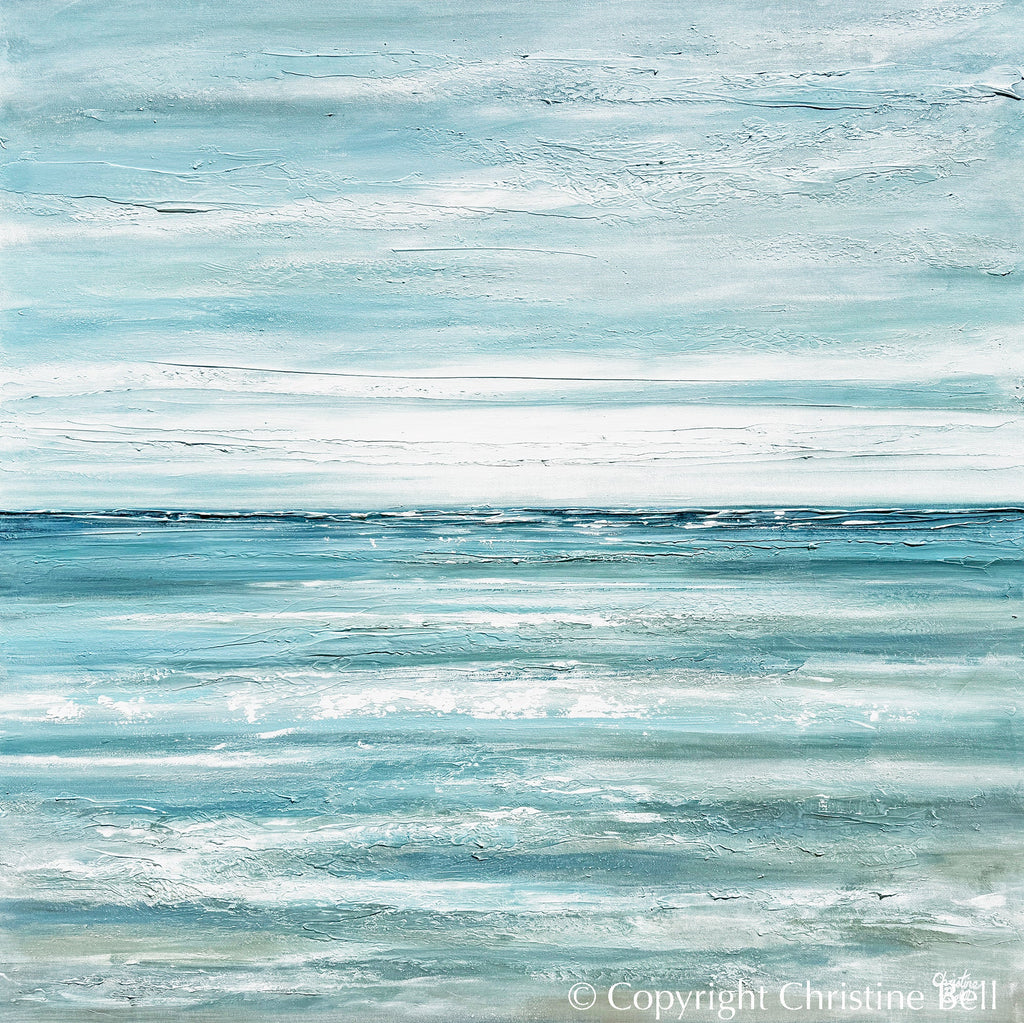 "Coastal Getaway" GICLEE PRINT Coastal Abstract Painting, Light Blue, Aqua, Grey, White