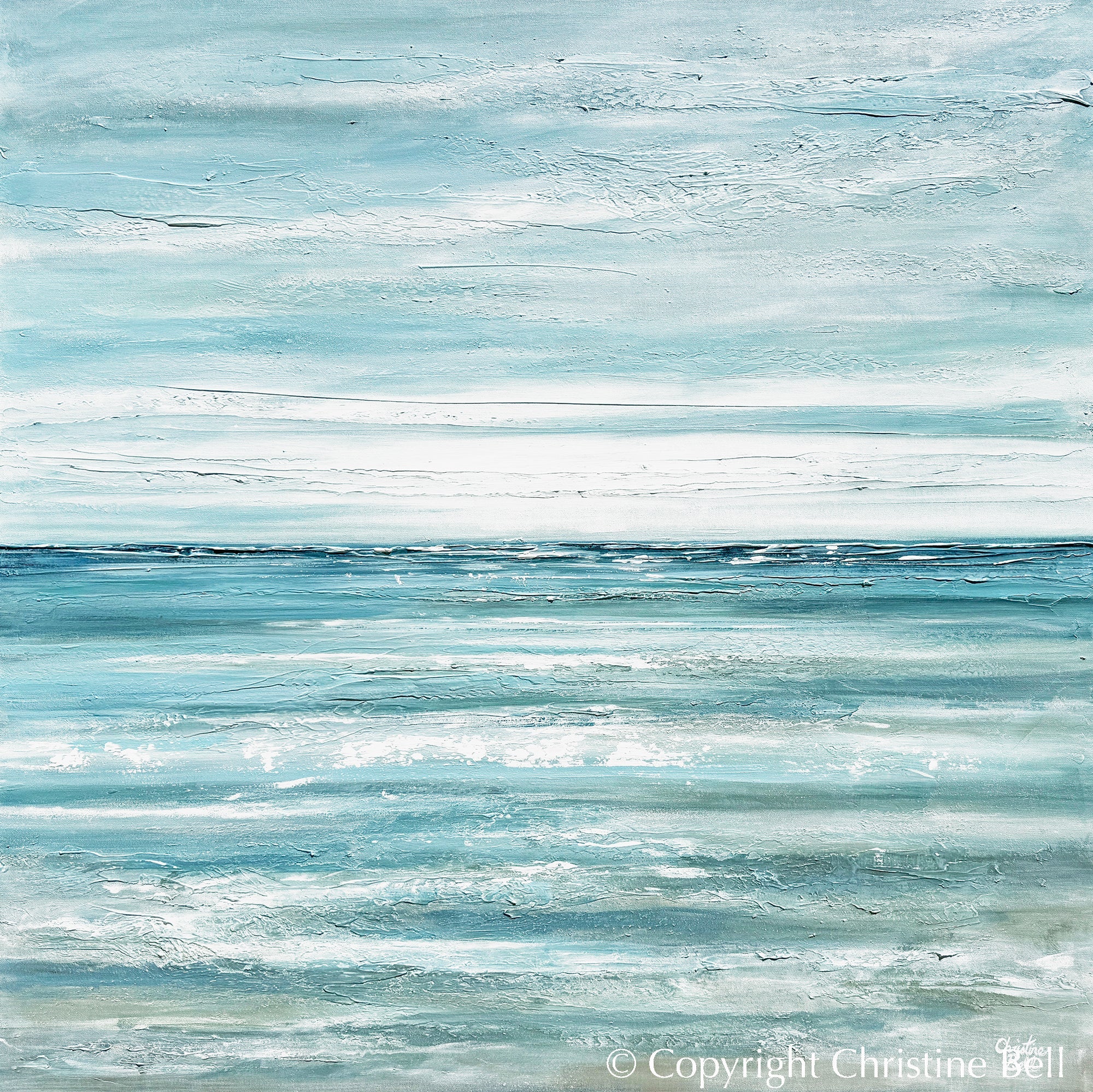 "Coastal Getaway" GICLEE PRINT Coastal Abstract Painting, Light Blue, Aqua, Grey, White
