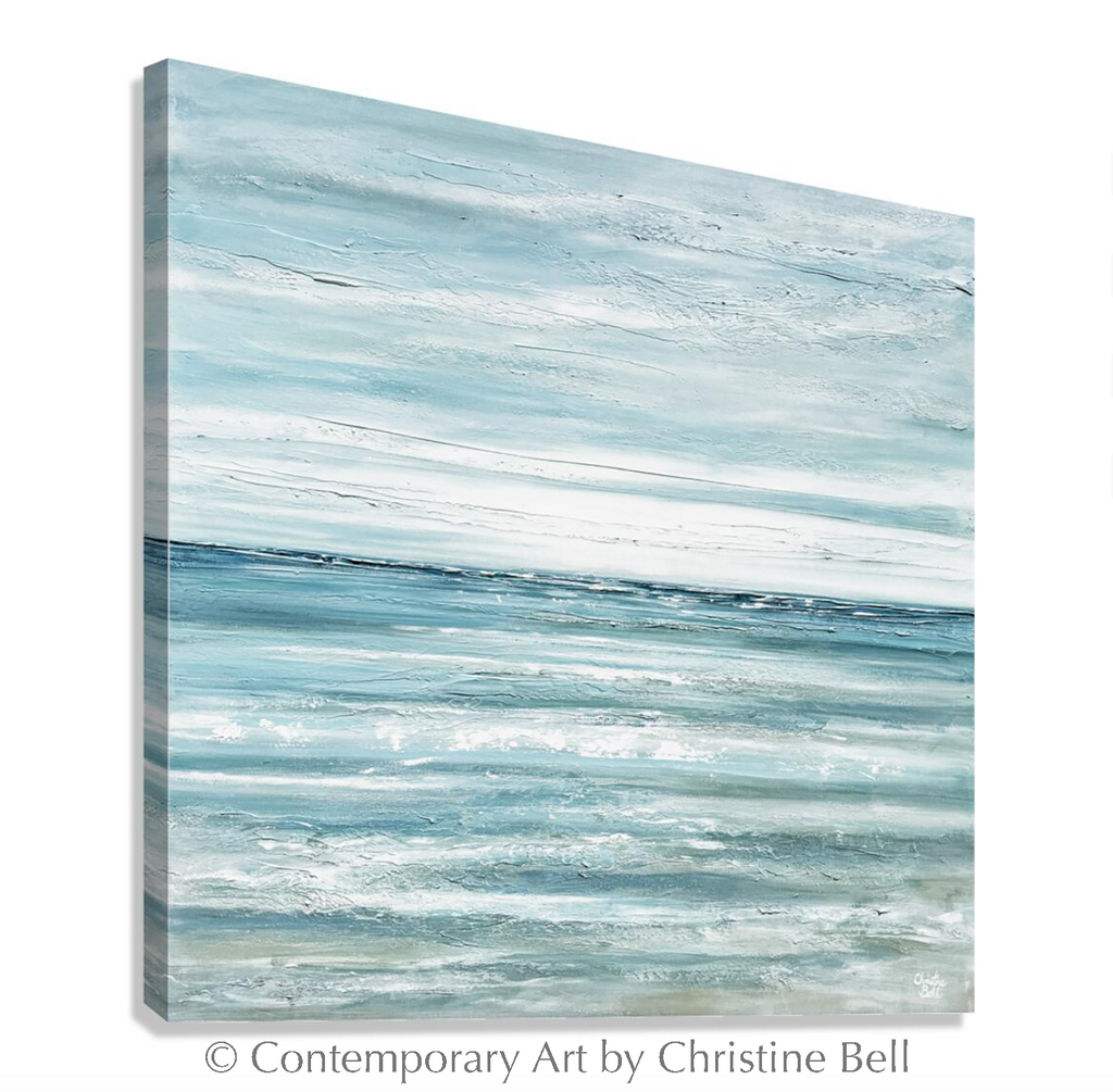 "Coastal Getaway" GICLEE PRINT Coastal Abstract Painting, Light Blue, Aqua, Grey, White