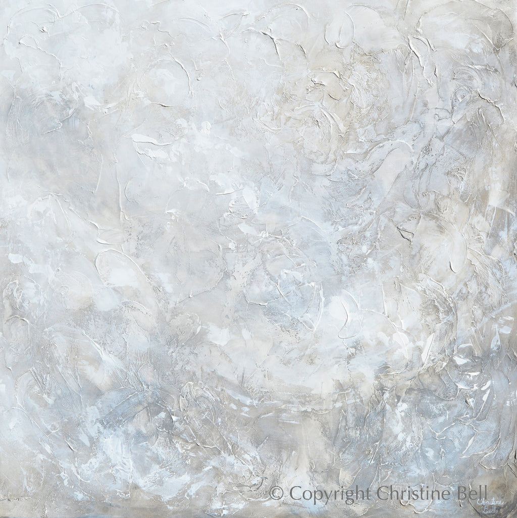 "Silhouette" ORIGINAL TEXTURED Neutral Coastal Abstract Painting, XL 48x48"