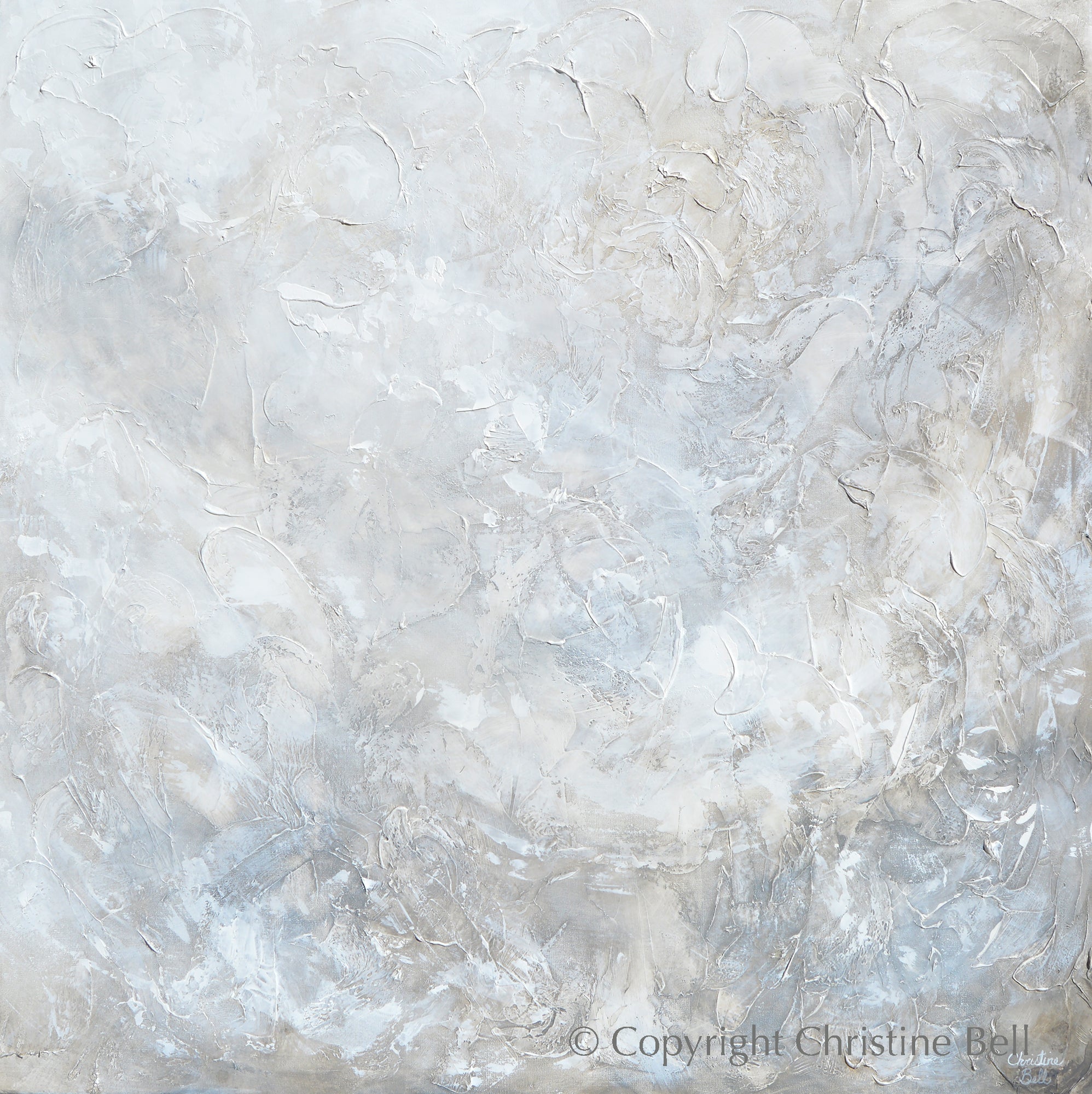 "Silhouette" ORIGINAL TEXTURED Neutral Coastal Abstract Painting, XL 48x48"