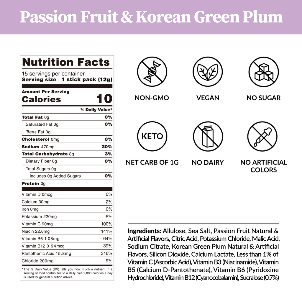 Passion Fruit & Korean Plum Electrolytes - Zero Sugar