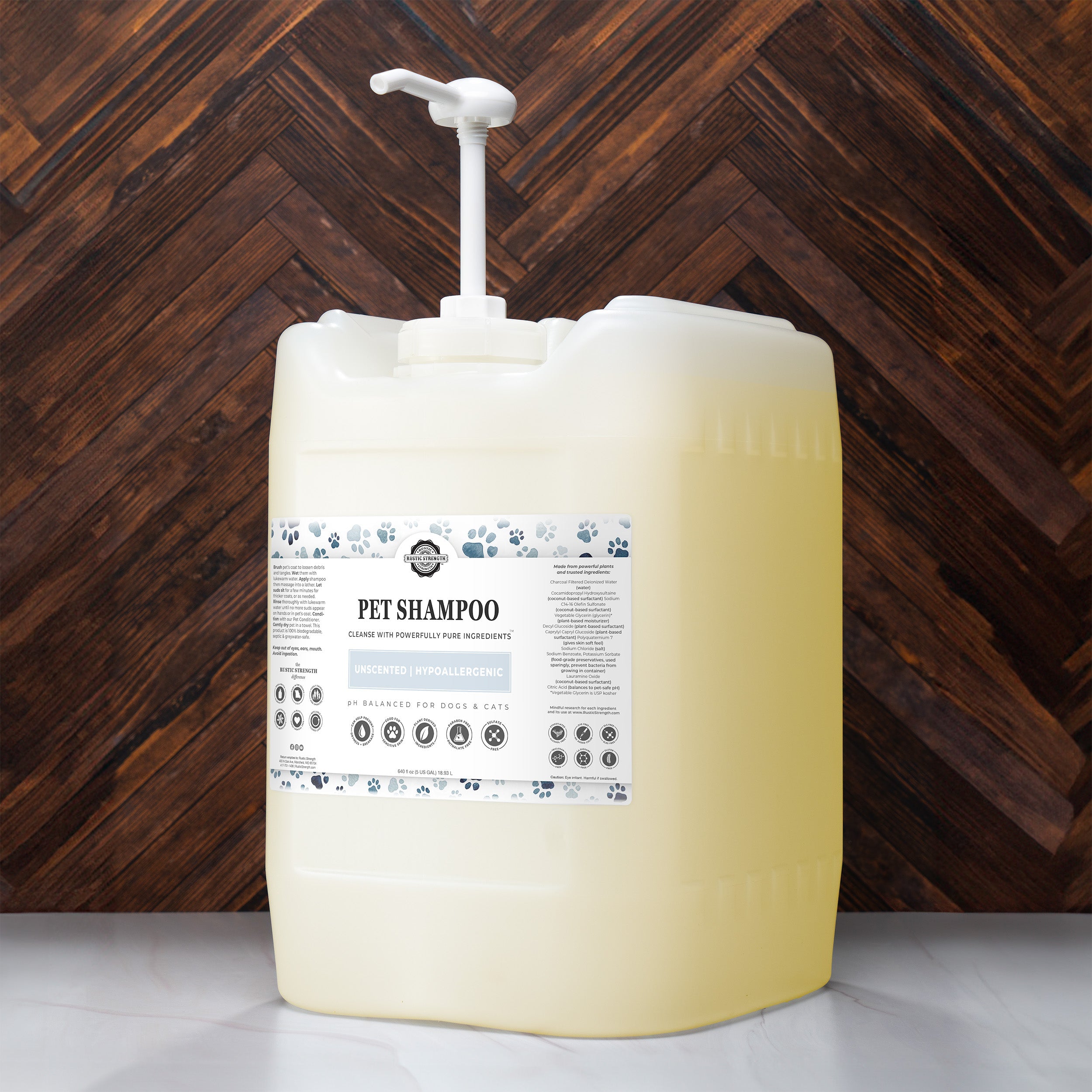 Pet Shampoo | Soothing & Deodorizing | Unscented 5 Gallon Eco Jug with Pump
