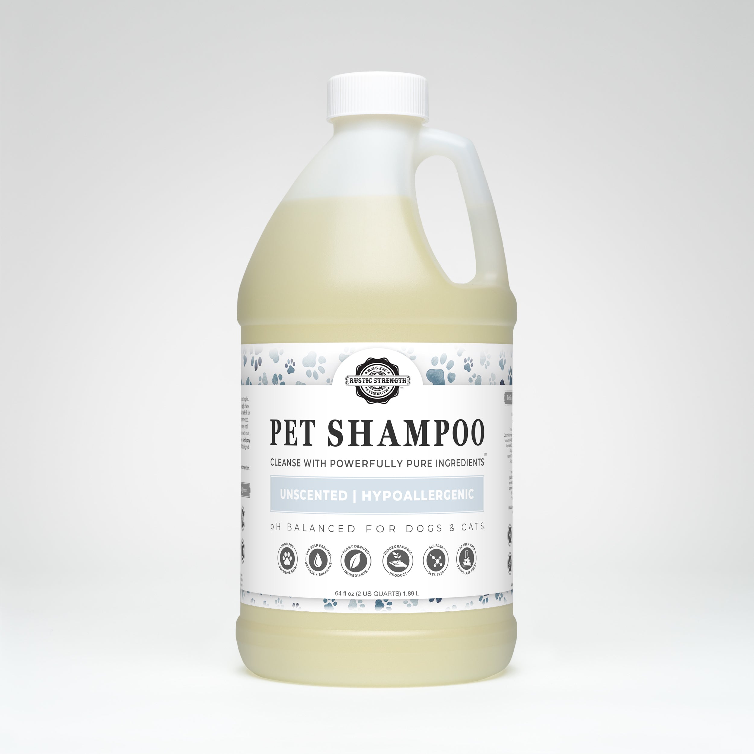 Pet Shampoo | Soothing & Deodorizing | Unscented Half Gallon Plastic