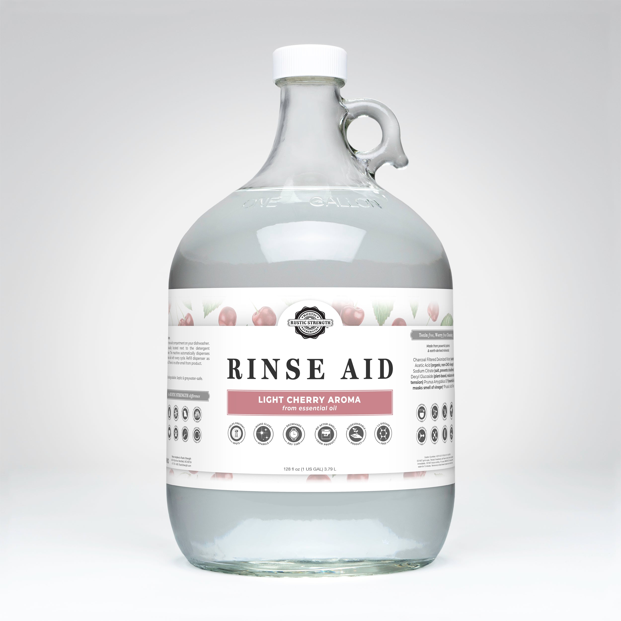 Rinse Aid for Automatic Dishwashers | Light Cherry Gallon Glass