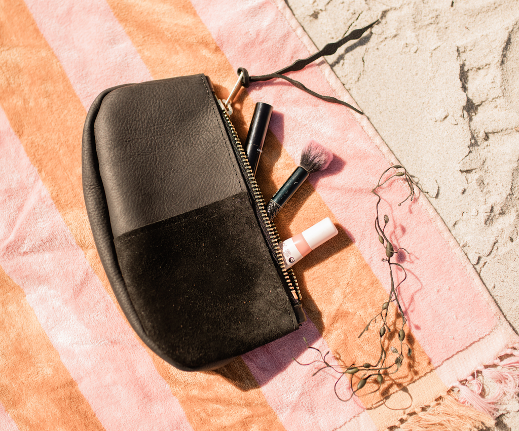 Makeup Bag // in Black Leather