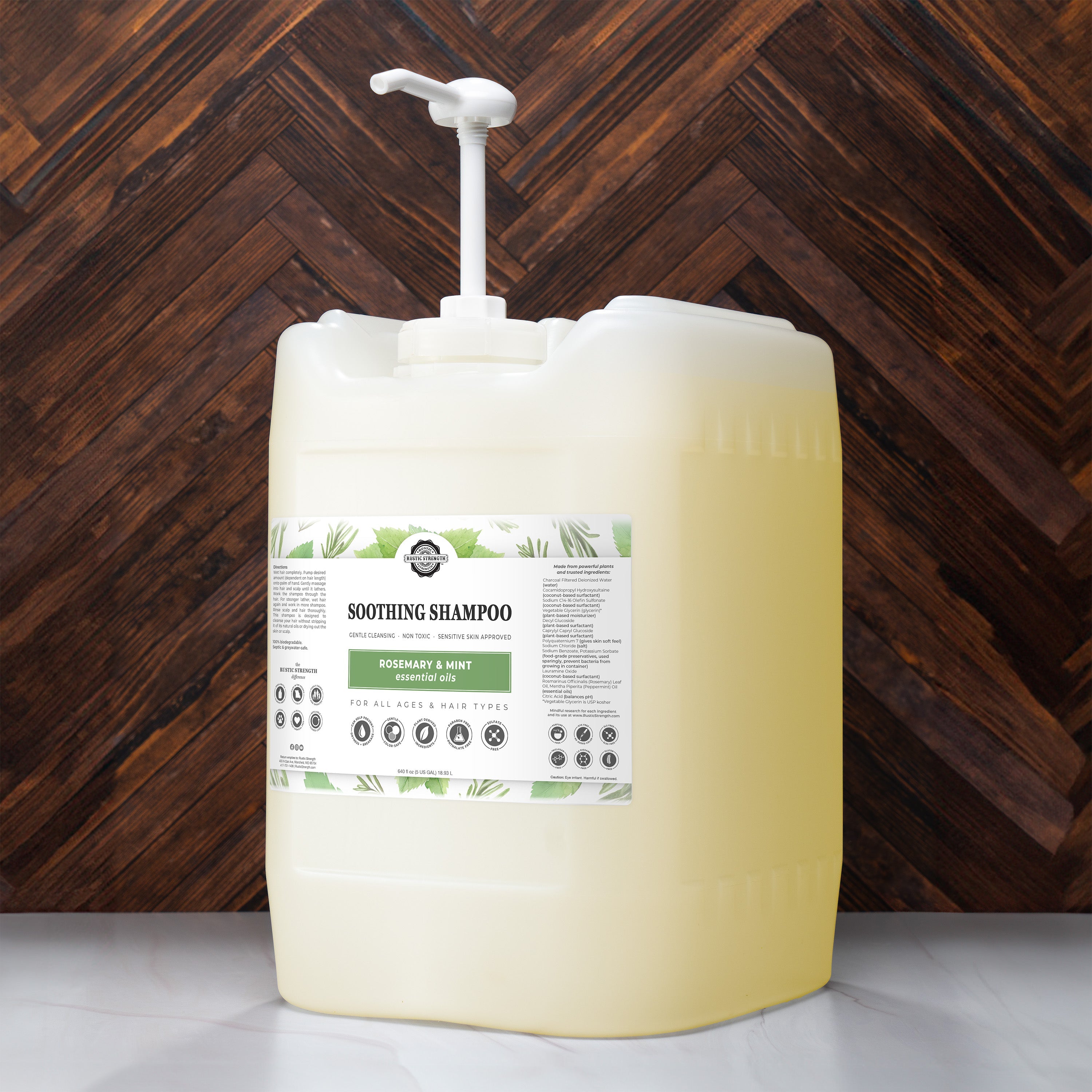 Soothing Shampoo | Rosemary & Mint 5 Gallon Eco Jug with Pump