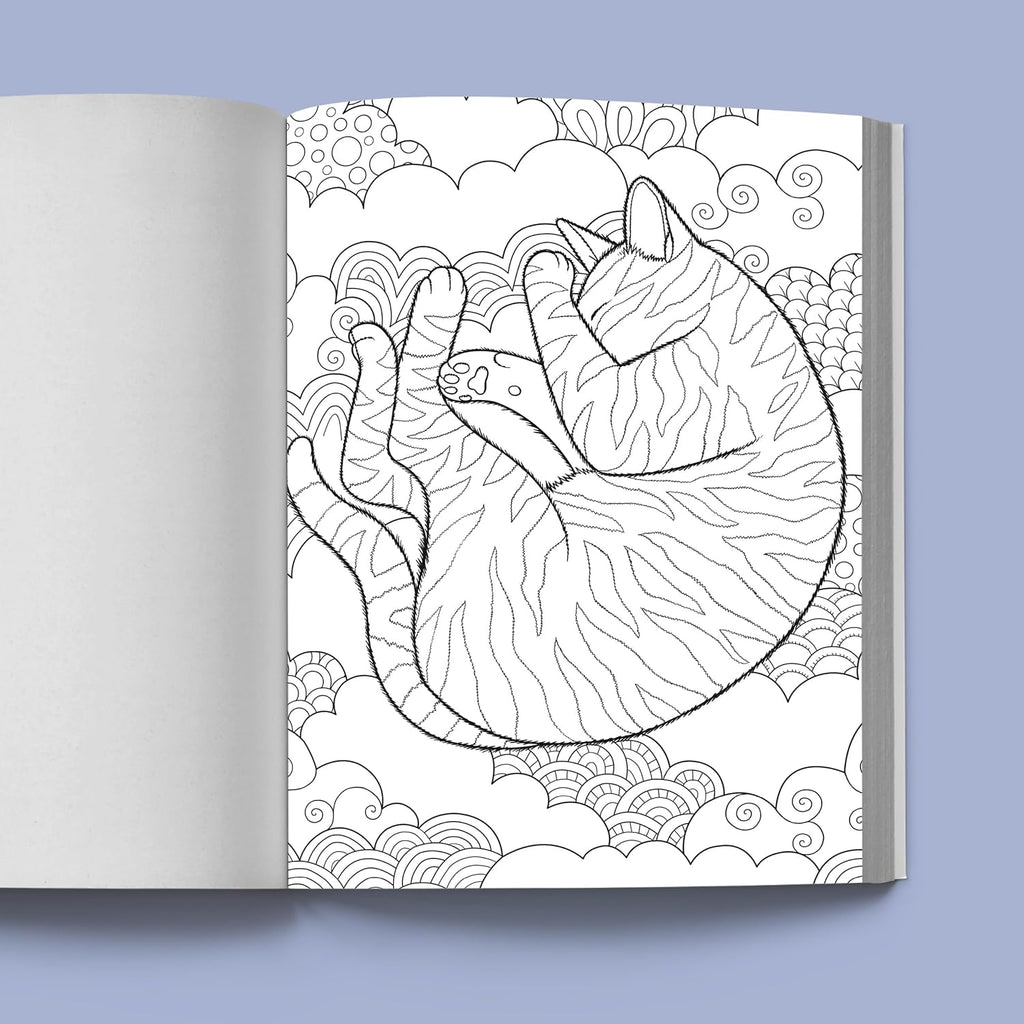 Stress Relief Cat Coloring Book: Calming and Adorable Designs for Adults (Spiral Bound)