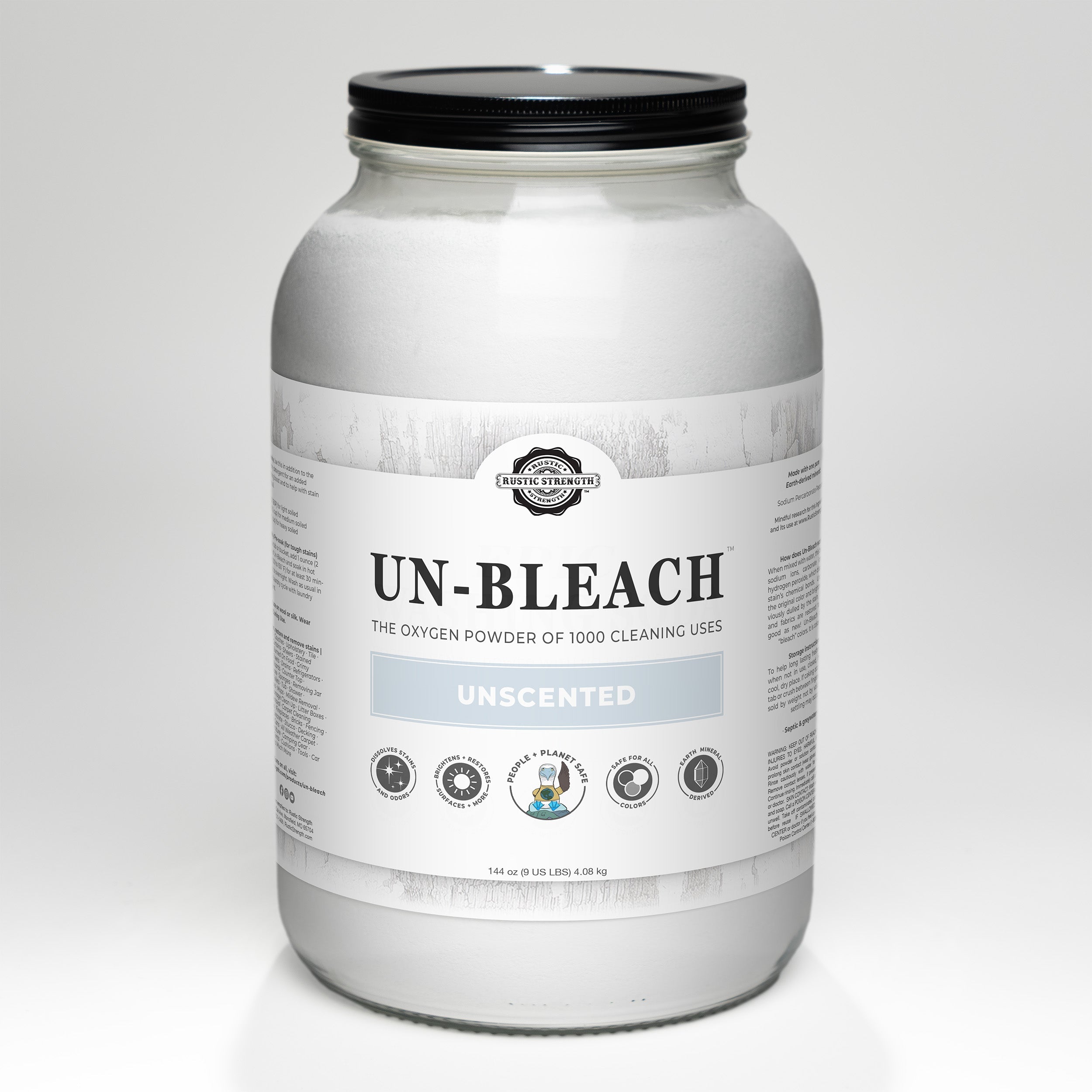 Un-Bleach 9 LB Glass Jar with Metal Cap
