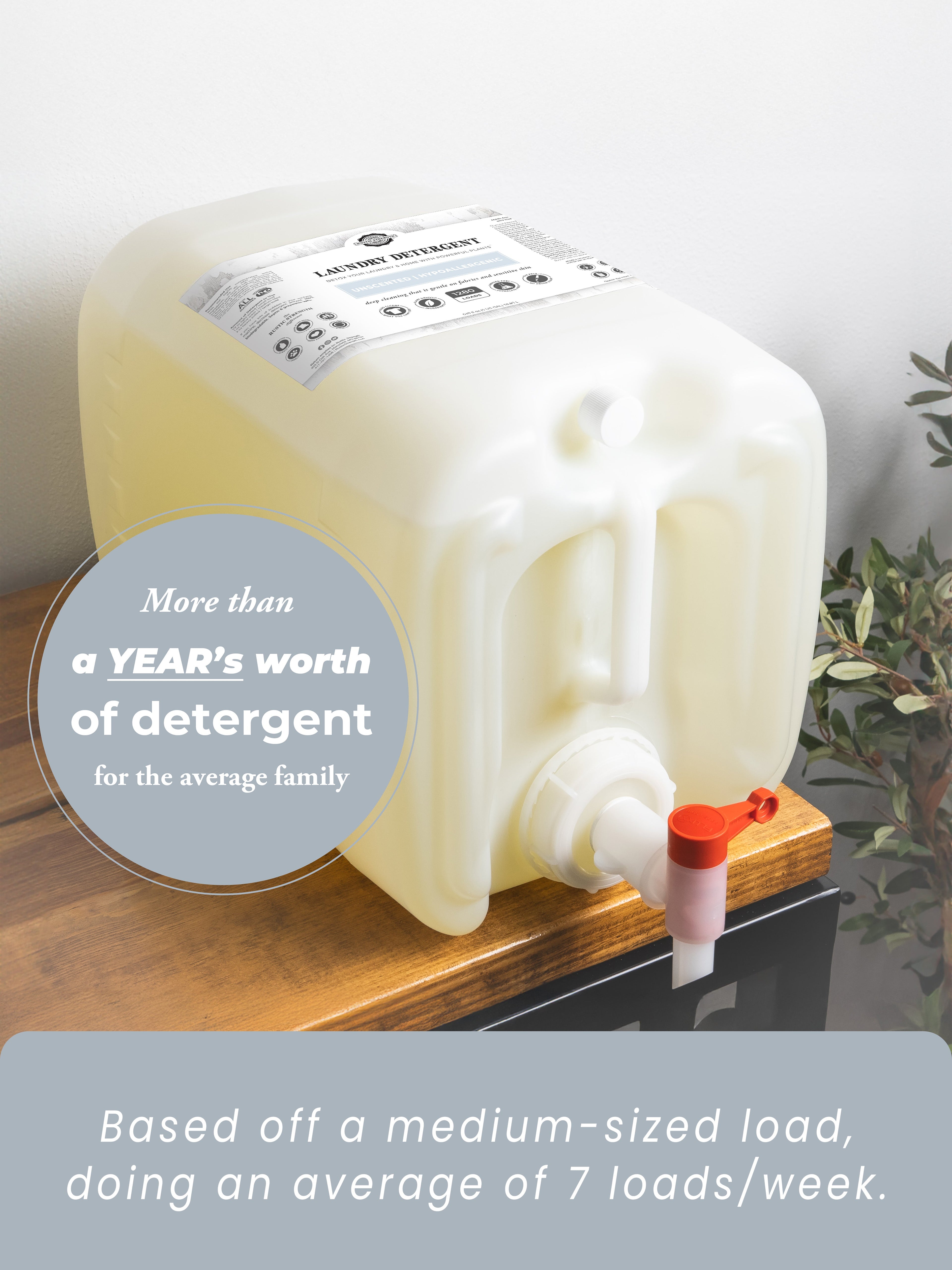 Laundry Detergent | Unscented 5 Gallon Eco Jug with Spout