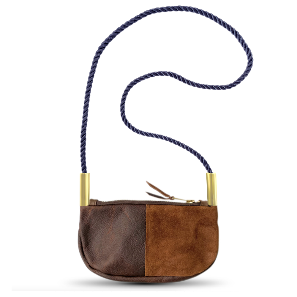 Zip Crossbody // in Brown Leather New England Navy Handbag Only