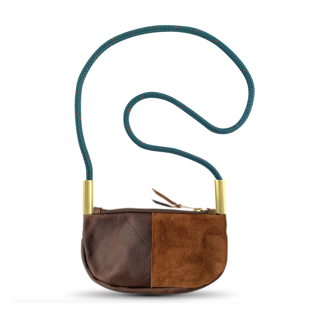 Zip Crossbody // in Brown Leather Seaside Teal Handbag Only