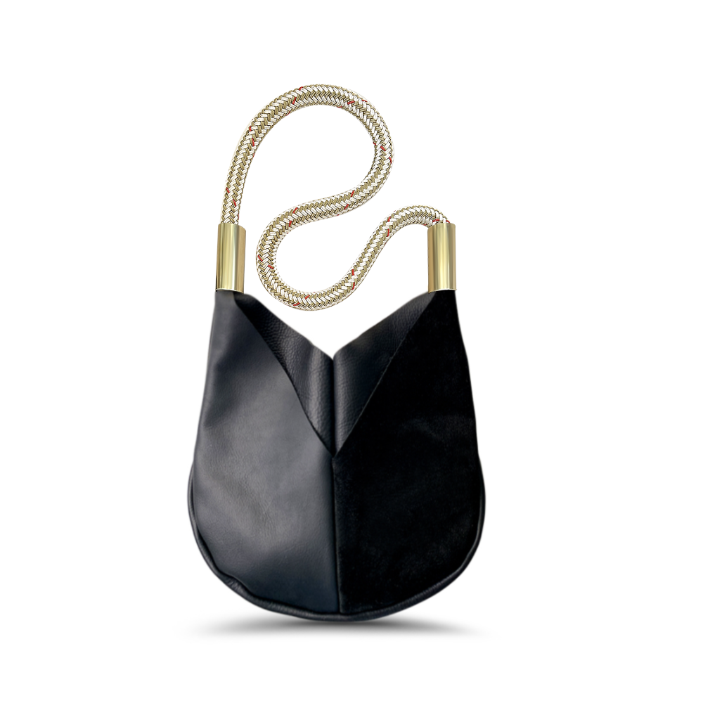 Original Wildwood Bag // Small Crossbody in Black Leather Oyster Shell Gold Handbag Only