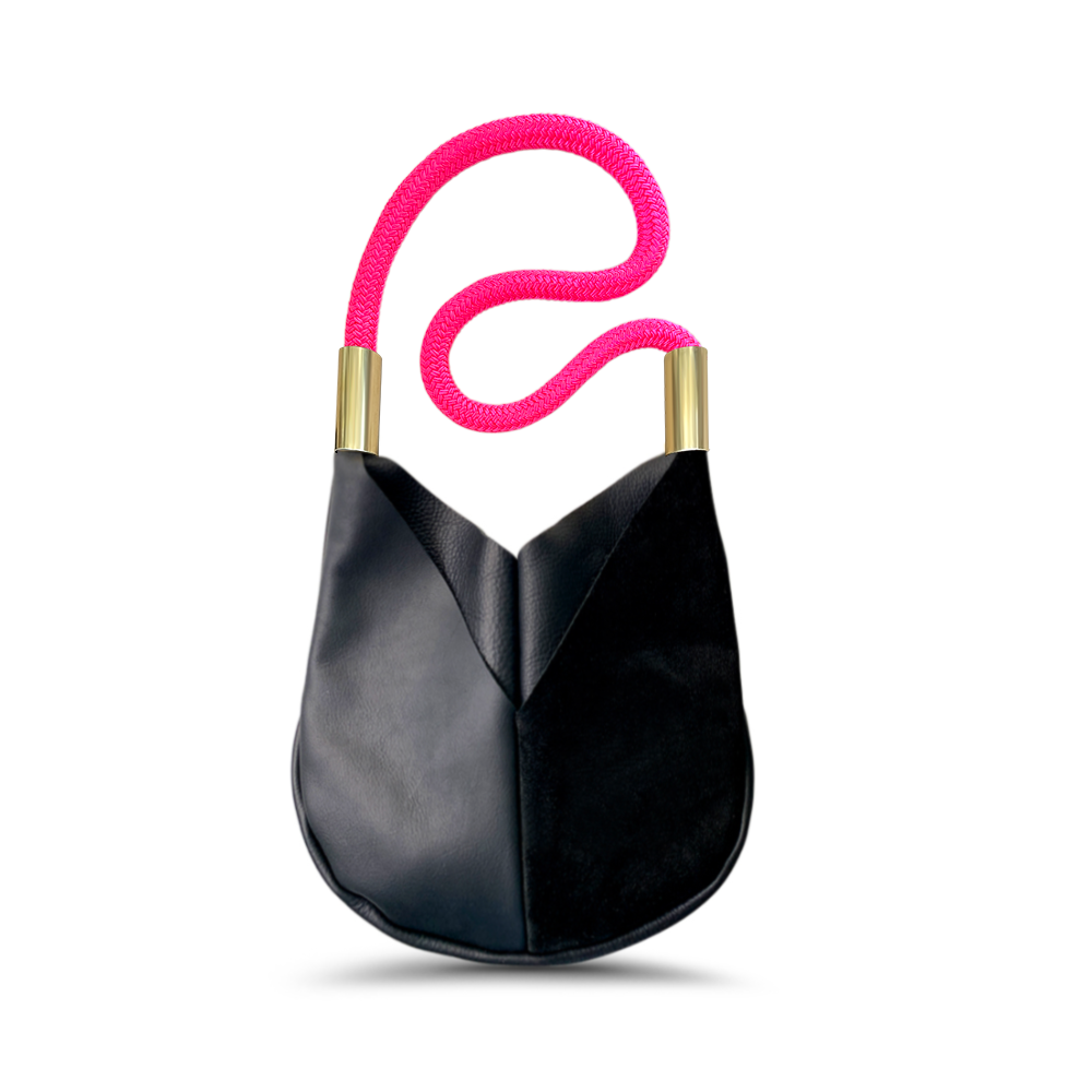 Original Wildwood Bag // Small Crossbody in Black Leather Neon Pink Handbag Only